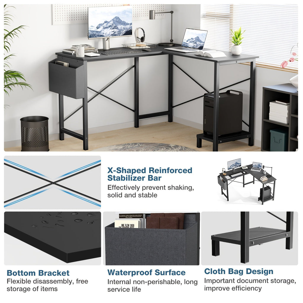 L-Shaped Corner Desk — Home Office & Gaming