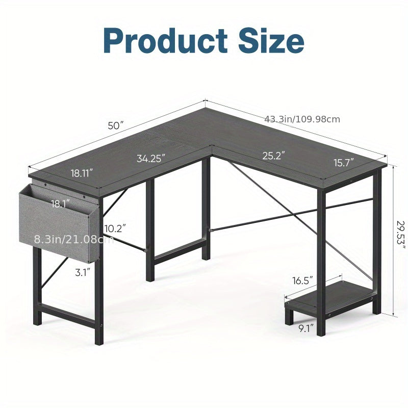 L-Shaped Corner Desk — Home Office & Gaming