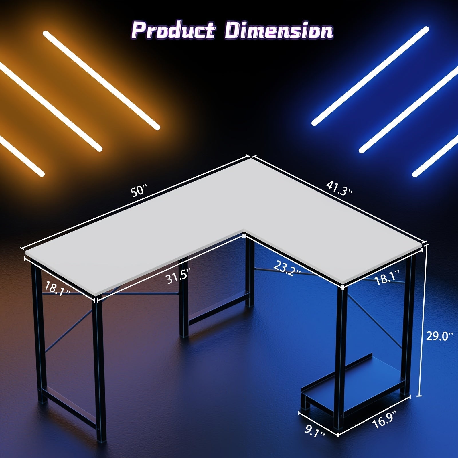 L-Shaped Corner Desk — Home Office & Gaming
