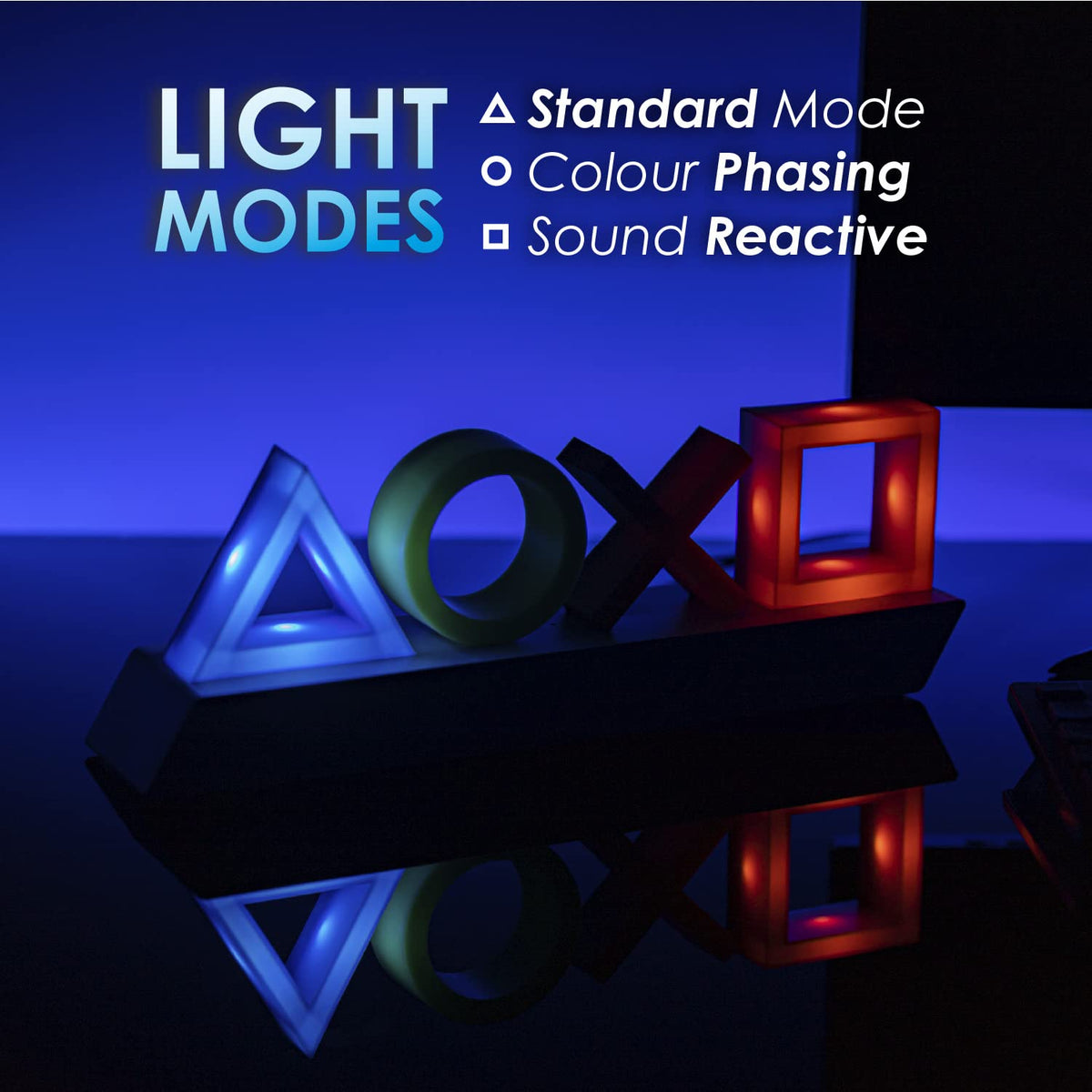 Paladone Playstation Controller Icons Light with 3 Light Modes - Sound Reactive, Dynamic Phasing, and Standard Mode - Gaming Desk Accessories and Game Room Decor