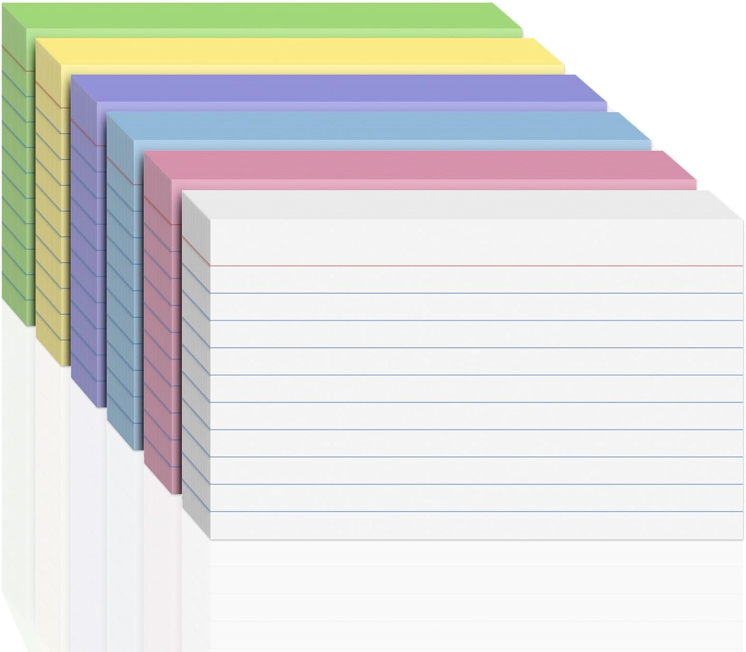300PCS Index Cards 3 x 5 Inch, Colored Flash Cards, Lined Notecards | Flash Cards for Studying, Ruled Front and Blank Back, Note Cards for Office, Home and School