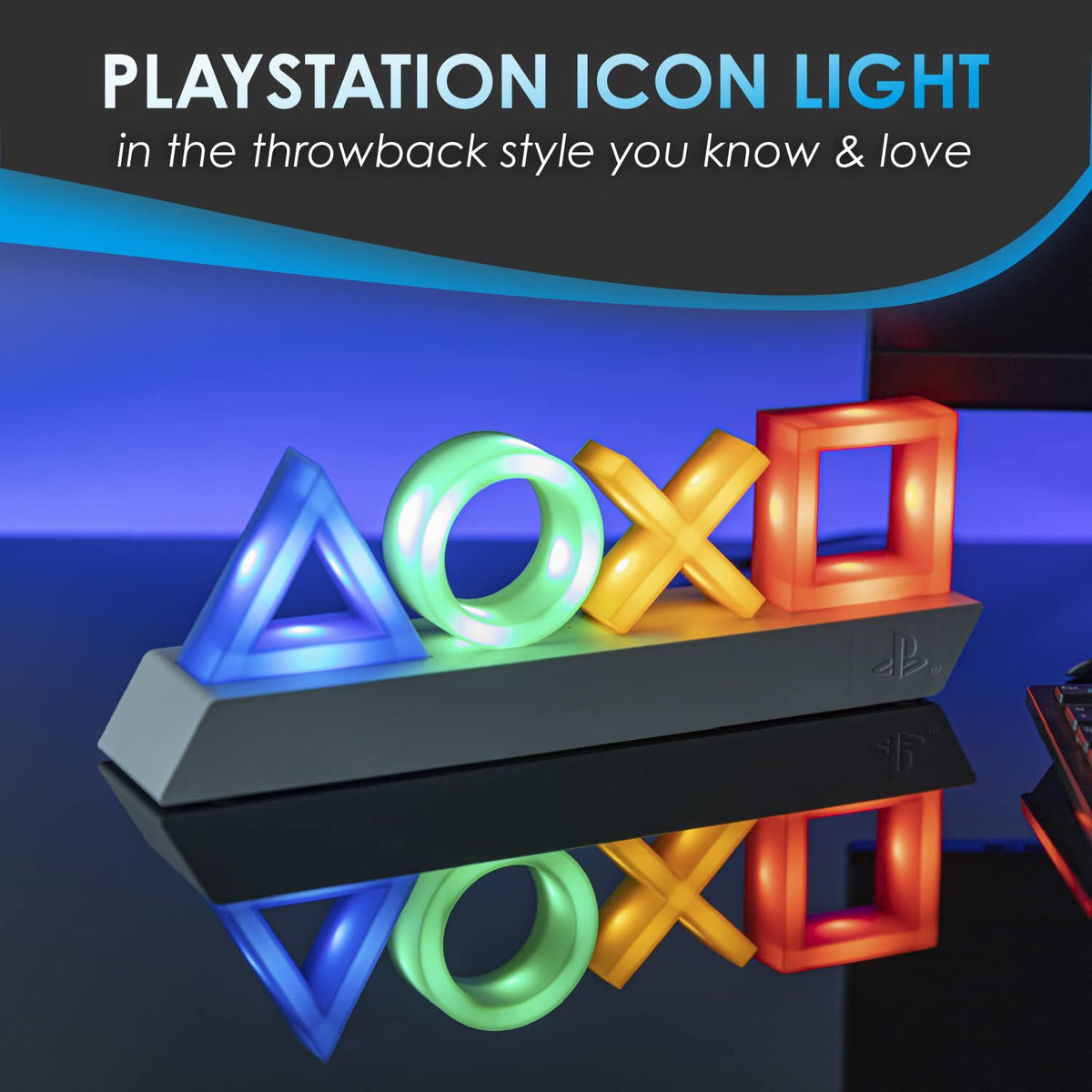 Paladone Playstation Controller Icons Light with 3 Light Modes - Sound Reactive, Dynamic Phasing, and Standard Mode - Gaming Desk Accessories and Game Room Decor