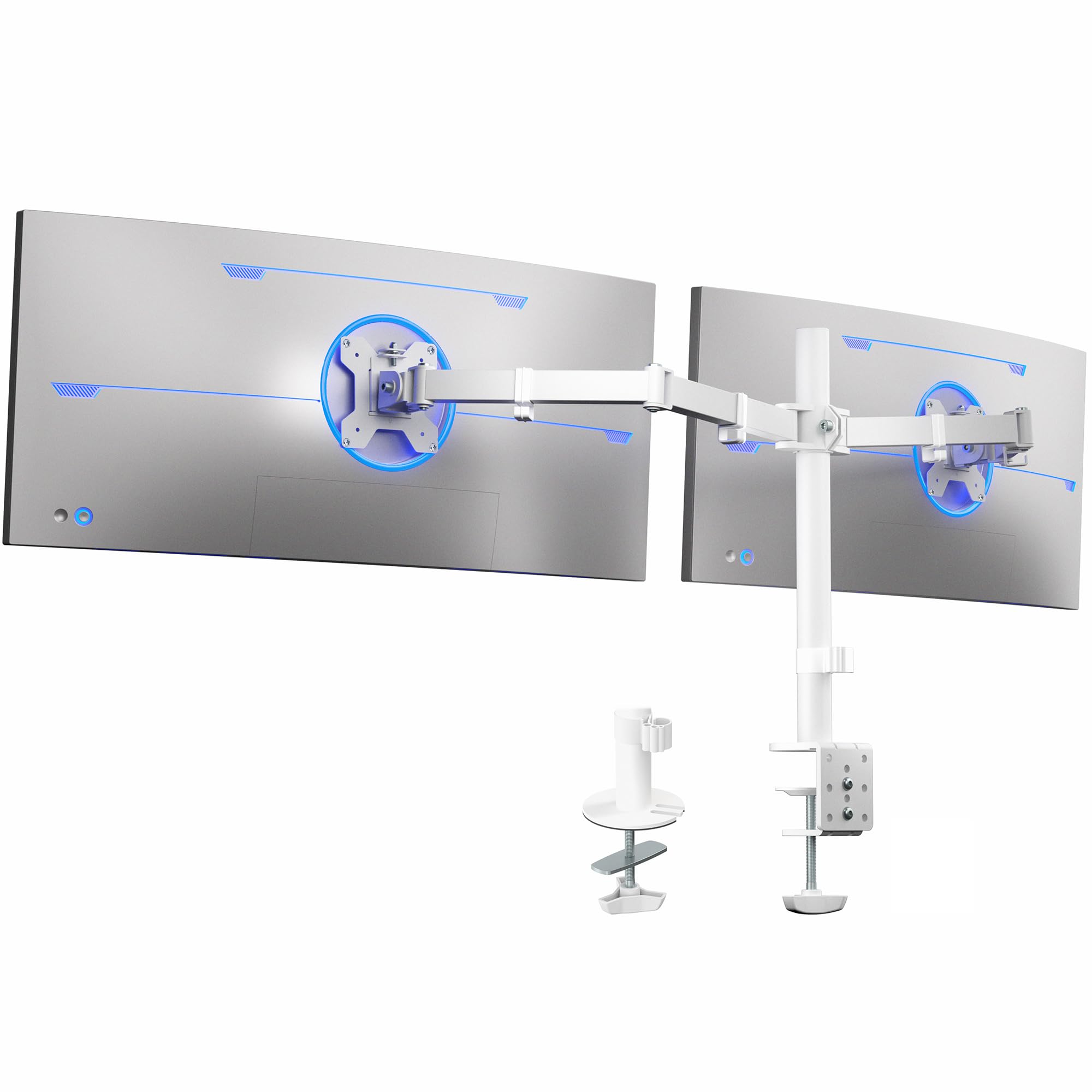 VIVO Dual Monitor Desk Mount, Holds 2 Computer Screens up to 30 inches and 22lbs Each, Heavy Duty Fully Adjustable Steel Stand with C-Clamp and Grommet, Black, STAND-V002 | Black, Articulating, Adjustable Monitor Arm, Grommet or C-Clamp Mounting, Computer