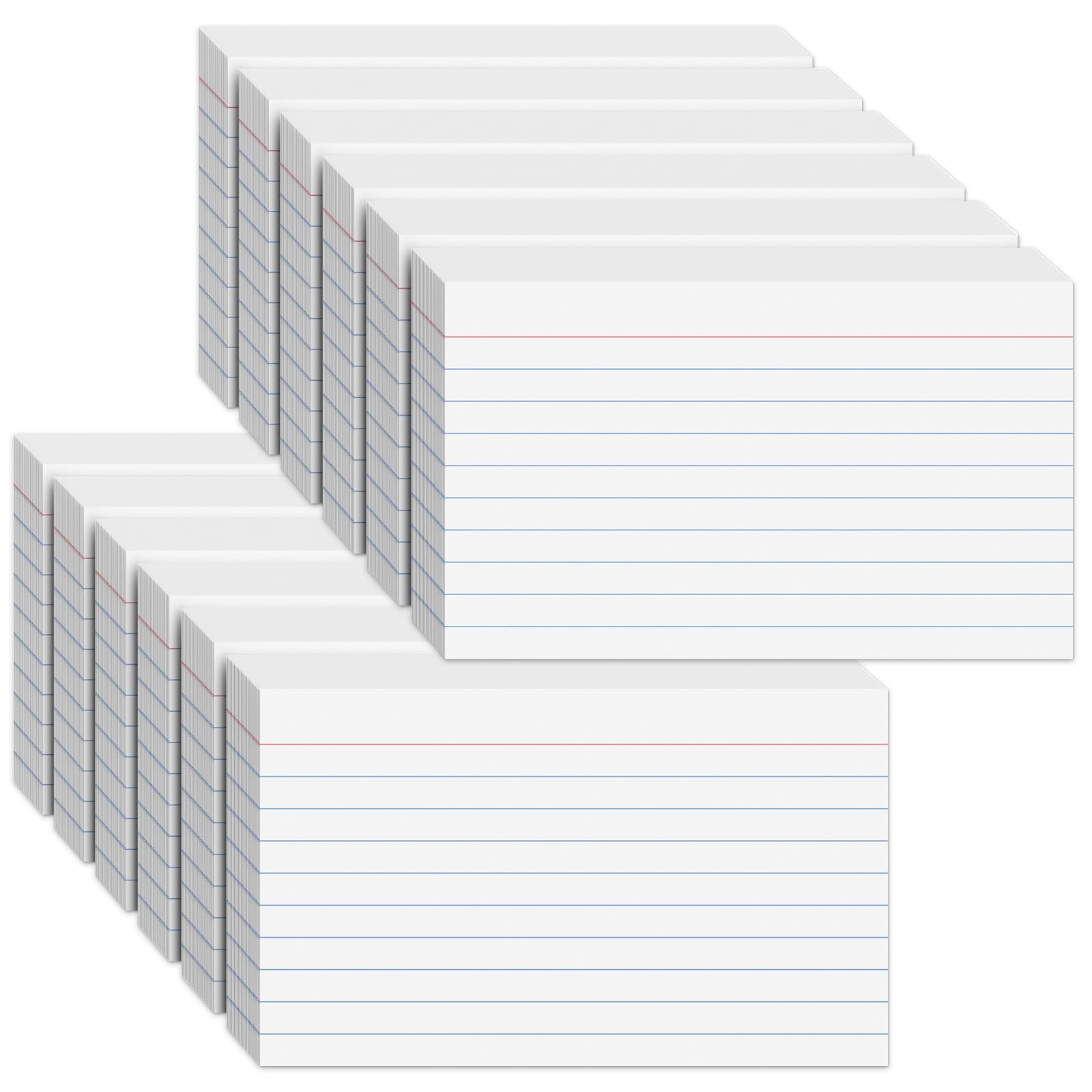 300PCS Index Cards 3 x 5 Inch, Colored Flash Cards, Lined Notecards | Flash Cards for Studying, Ruled Front and Blank Back, Note Cards for Office, Home and School