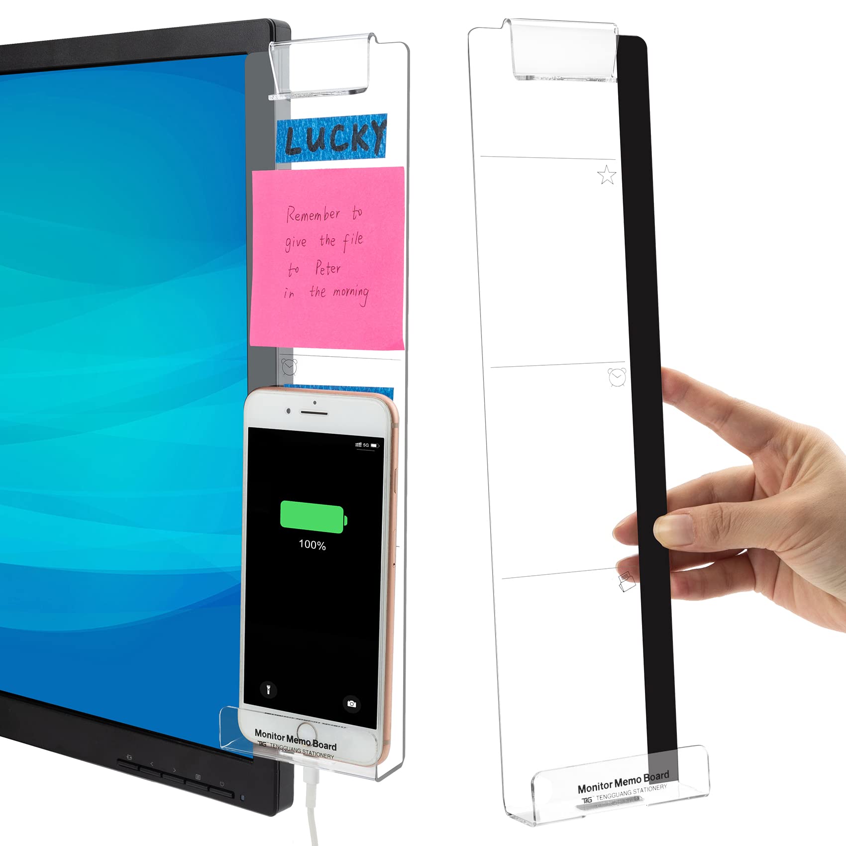 Office Desk Accessories 2pcs Computer Monitor Memo Board Office Supplies | Computer Monitor Memo Board Computer Sticky Note Holder