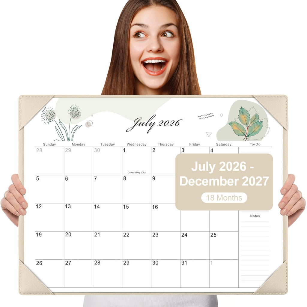 Desk Calendar 2026-2027 with Desktop Mat,22x17'' Large Desktop Pad Calendar | 18 Month Desk Calendar 2027, Use from July 2026 to Dec 2027, Simplified Monthly Calendar Perfect for Home School and Office