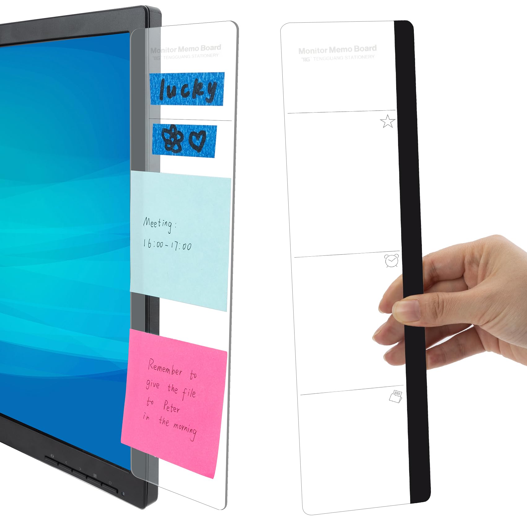 Office Desk Accessories 2pcs Computer Monitor Memo Board Office Supplies | Computer Monitor Memo Board Computer Sticky Note Holder