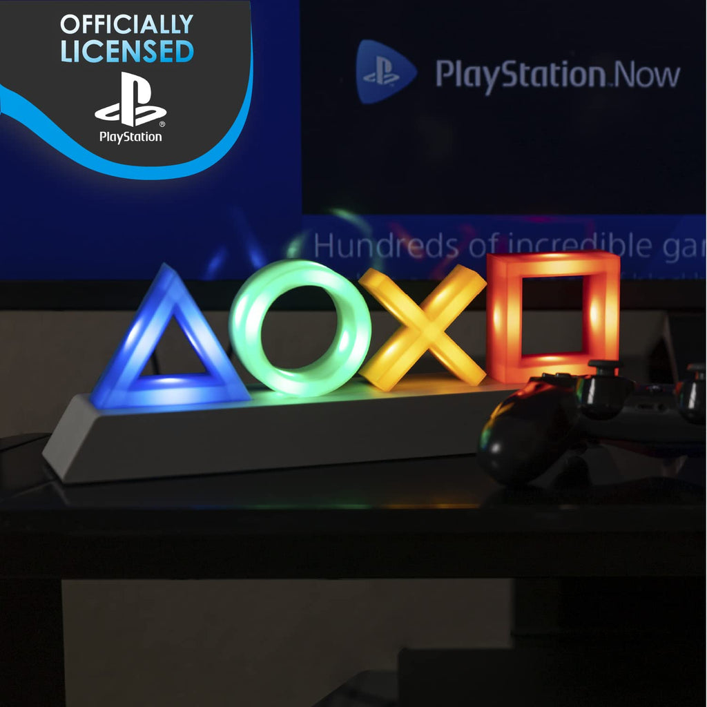 Paladone Playstation Controller Icons Light with 3 Light Modes - Sound Reactive, Dynamic Phasing, and Standard Mode - Gaming Desk Accessories and Game Room Decor