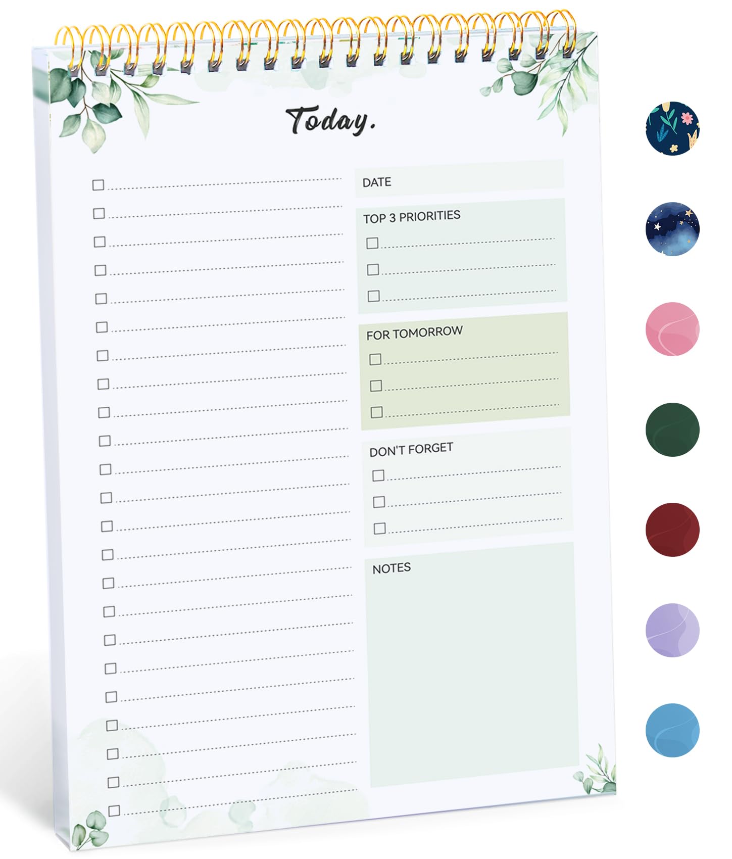 Taja To Do List Notepad, Undated Daily Planner for Work and Goal Setting | Greenery Sway, 52 Sheets, 9.8" x 6.5" , for Office, Home and school, Daily Task Planning, Notes and Everyday Organization