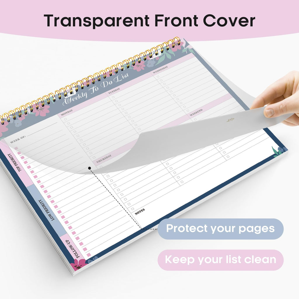 Taja Weekly To Do List Notepad, Undated Weekly Planner Pad, 8.5" x 11" | Large Desk Planner, Weekly Task Planning, College School Supplies, for Home and Office, 52 Sheets, Violet Dream