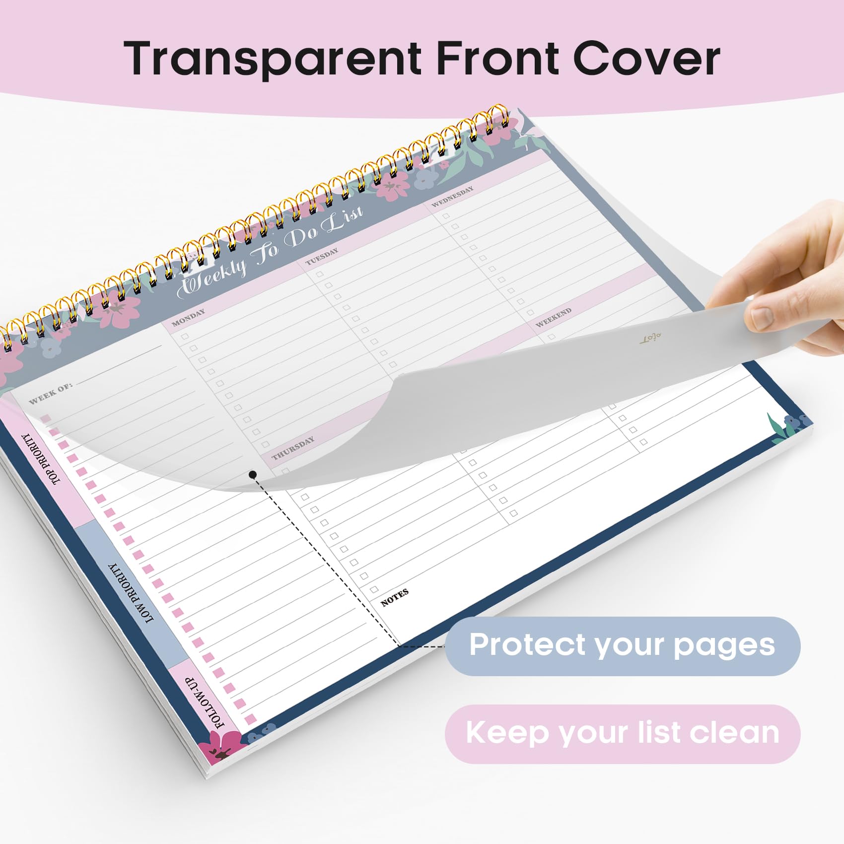 Taja Weekly To Do List Notepad, Undated Weekly Planner Pad, 8.5" x 11" | Large Desk Planner, Weekly Task Planning, College School Supplies, for Home and Office, 52 Sheets, Violet Dream