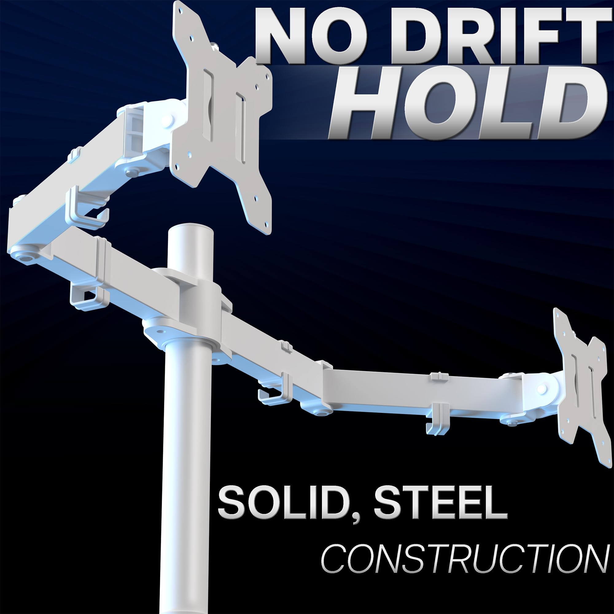 VIVO Dual Monitor Desk Mount, Holds 2 Computer Screens up to 30 inches and 22lbs Each, Heavy Duty Fully Adjustable Steel Stand with C-Clamp and Grommet, Black, STAND-V002 | Black, Articulating, Adjustable Monitor Arm, Grommet or C-Clamp Mounting, Computer