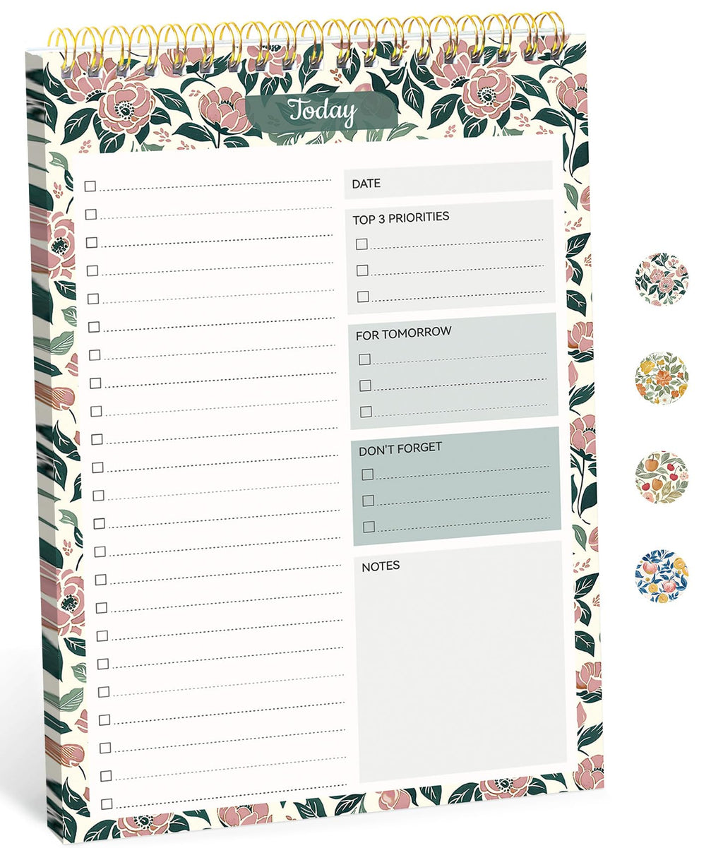 Taja To Do List Notepad, Undated Daily Planner for Work and Goal Setting | Greenery Sway, 52 Sheets, 9.8" x 6.5" , for Office, Home and school, Daily Task Planning, Notes and Everyday Organization