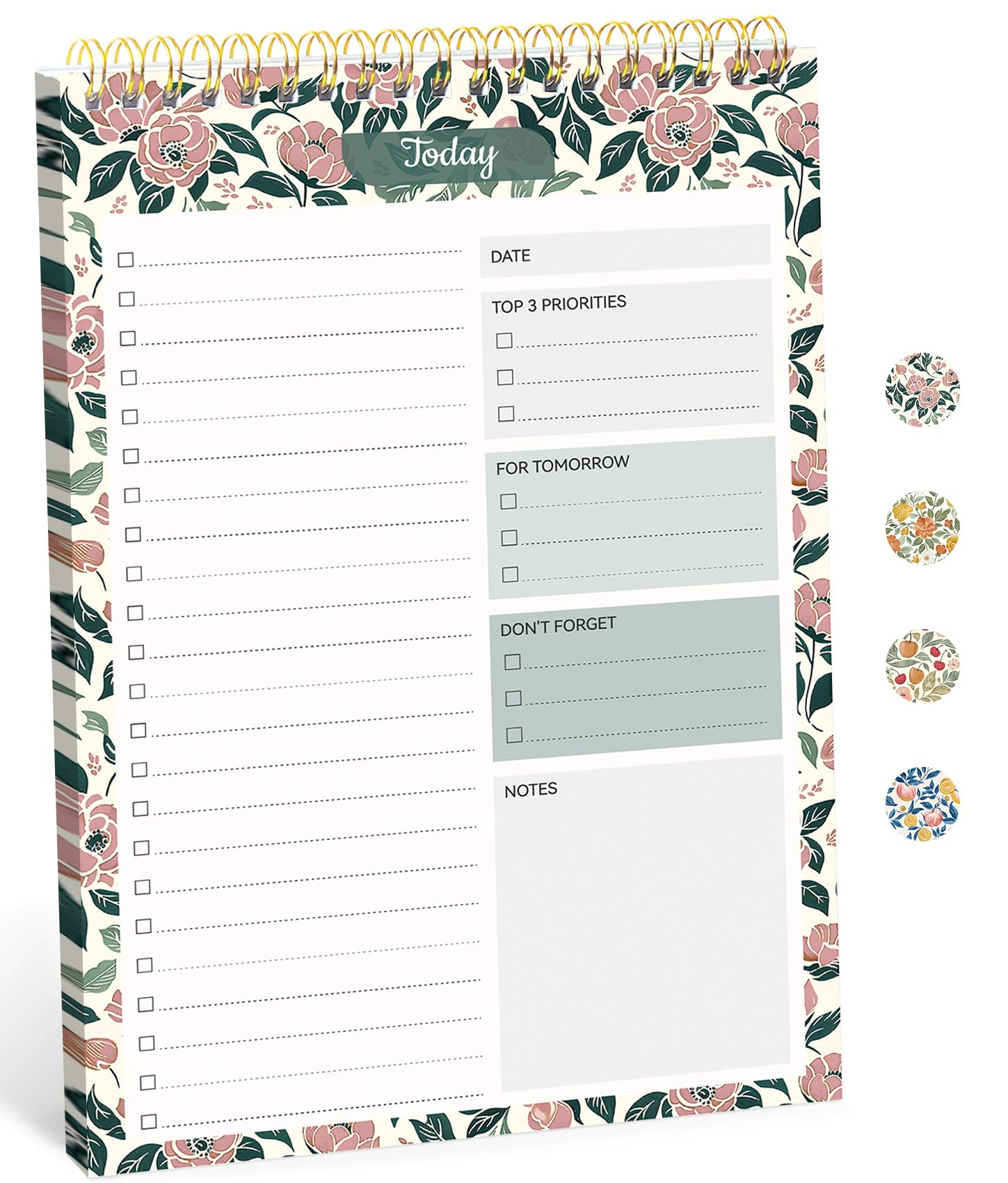 Taja To Do List Notepad, Undated Daily Planner for Work and Goal Setting | Greenery Sway, 52 Sheets, 9.8" x 6.5" , for Office, Home and school, Daily Task Planning, Notes and Everyday Organization