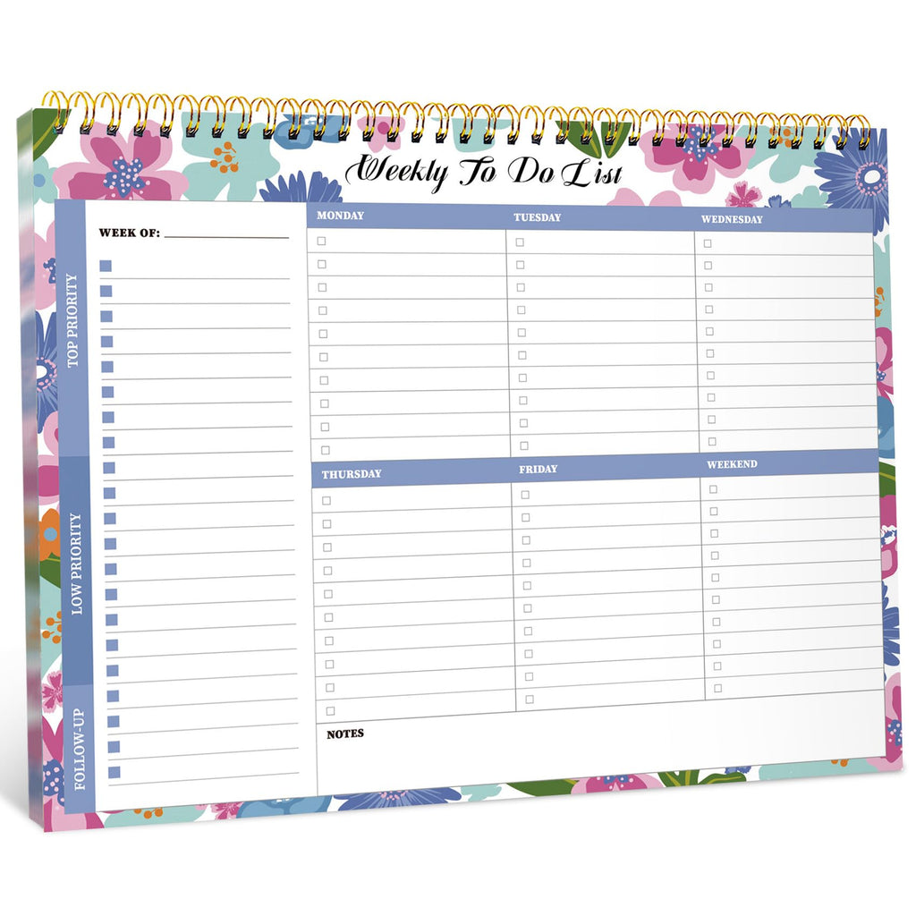 Taja Weekly To Do List Notepad, Undated Weekly Planner Pad, 8.5" x 11" | Large Desk Planner, Weekly Task Planning, College School Supplies, for Home and Office, 52 Sheets, Violet Dream