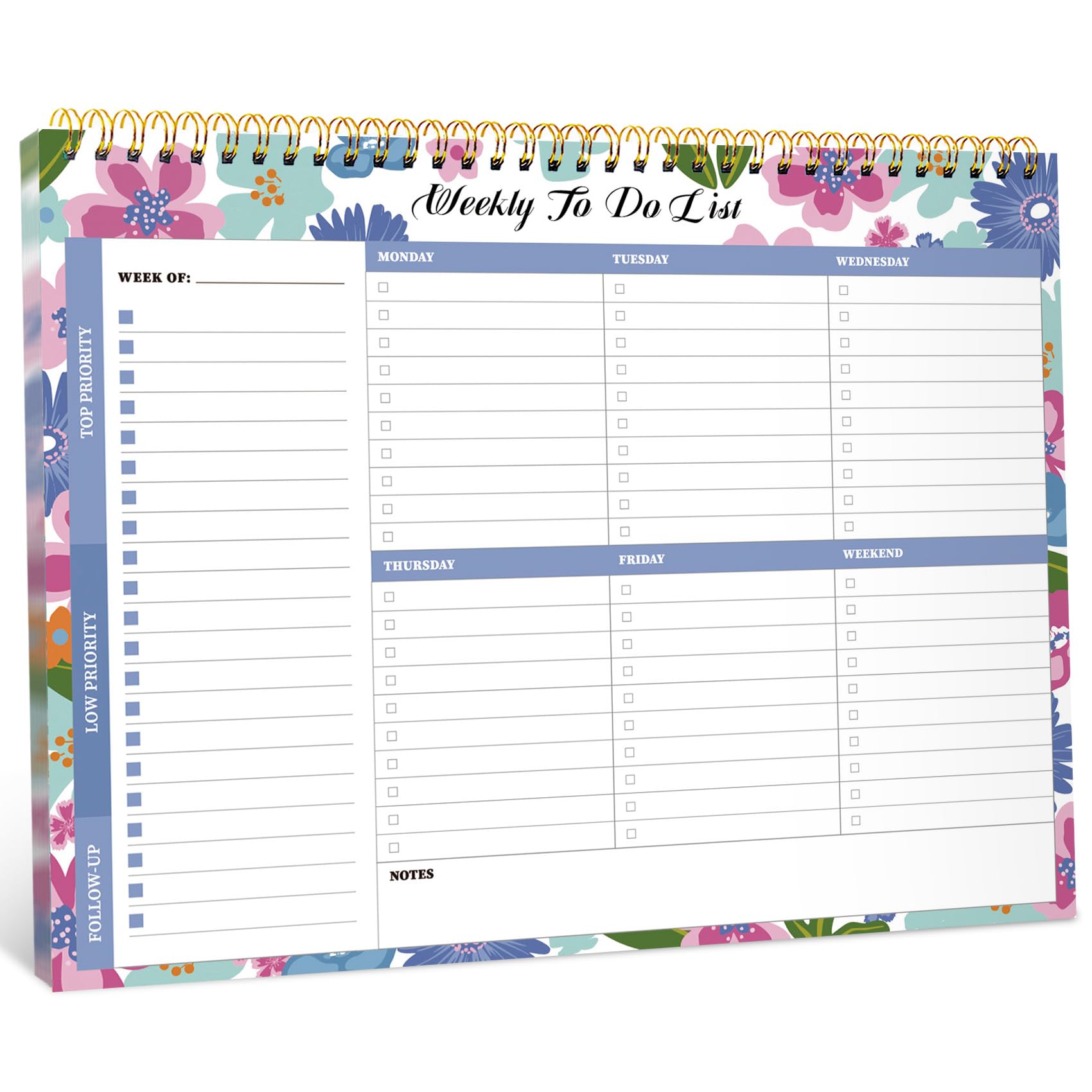 Taja Weekly To Do List Notepad, Undated Weekly Planner Pad, 8.5" x 11" | Large Desk Planner, Weekly Task Planning, College School Supplies, for Home and Office, 52 Sheets, Violet Dream