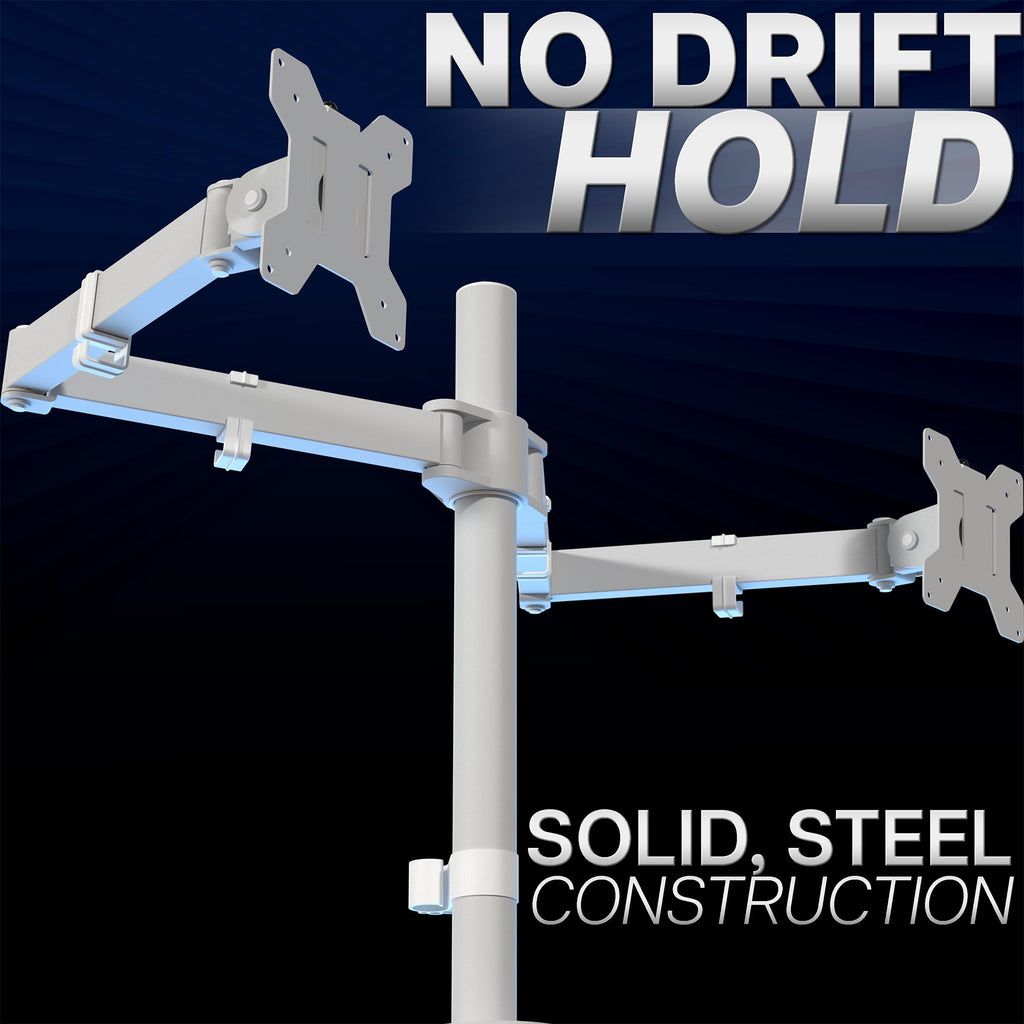 VIVO Dual Monitor Desk Mount, Holds 2 Computer Screens up to 30 inches and 22lbs Each, Heavy Duty Fully Adjustable Steel Stand with C-Clamp and Grommet, Black, STAND-V002 | Black, Articulating, Adjustable Monitor Arm, Grommet or C-Clamp Mounting, Computer