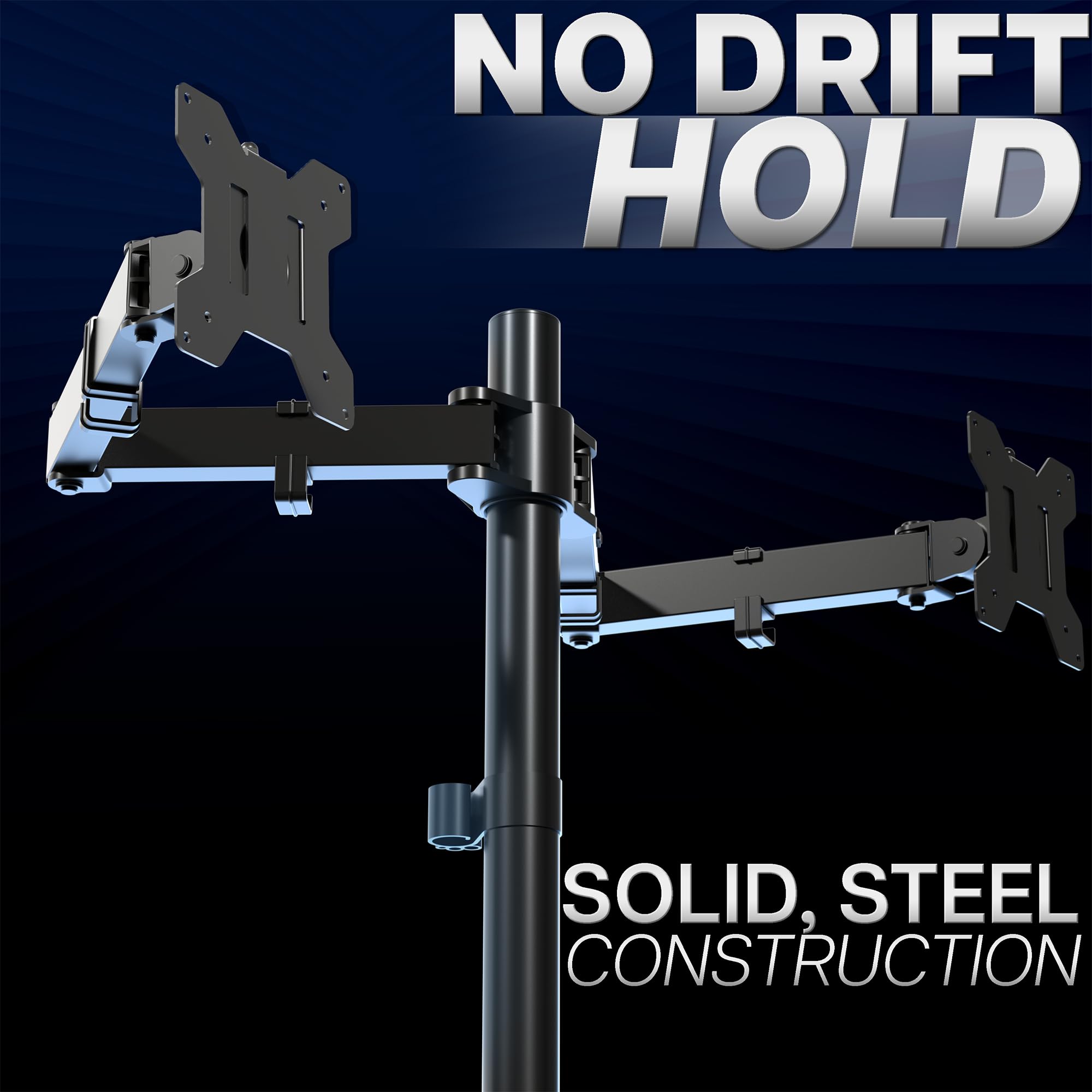 VIVO Dual Monitor Desk Mount, Holds 2 Computer Screens up to 30 inches and 22lbs Each, Heavy Duty Fully Adjustable Steel Stand with C-Clamp and Grommet, Black, STAND-V002 | Black, Articulating, Adjustable Monitor Arm, Grommet or C-Clamp Mounting, Computer