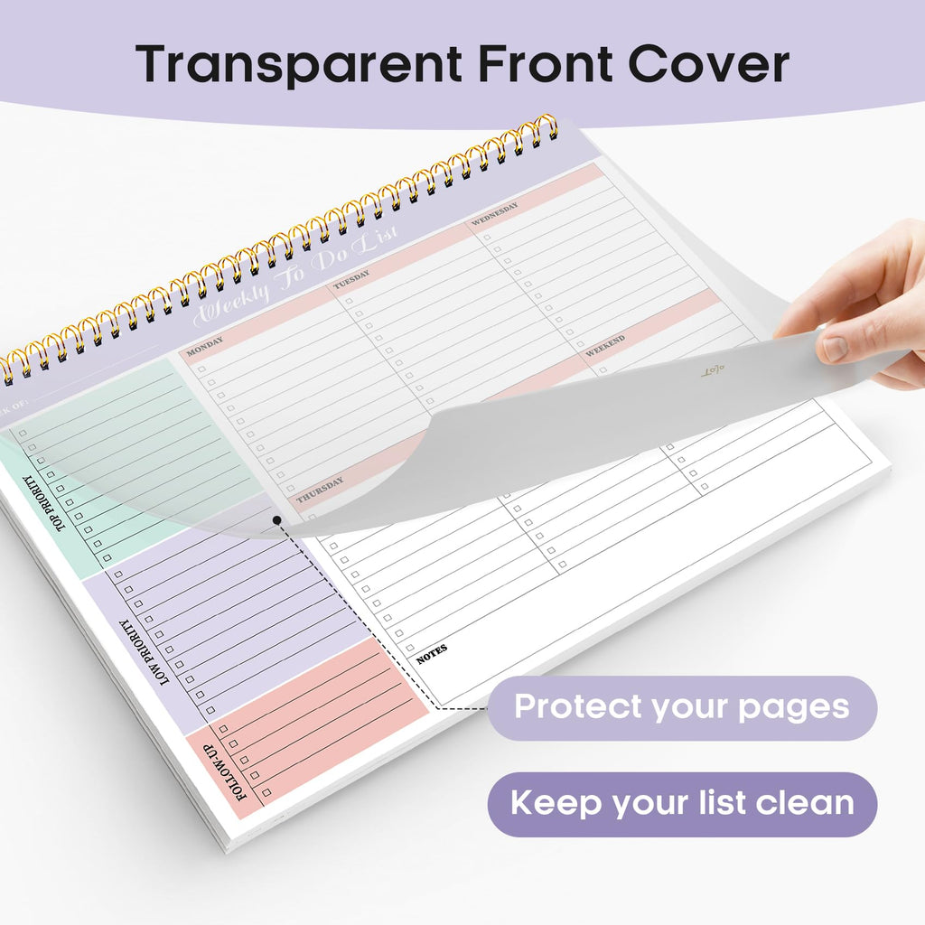 Taja Weekly To Do List Notepad, Undated Weekly Planner Pad, 8.5" x 11" | Large Desk Planner, Weekly Task Planning, College School Supplies, for Home and Office, 52 Sheets, Violet Dream