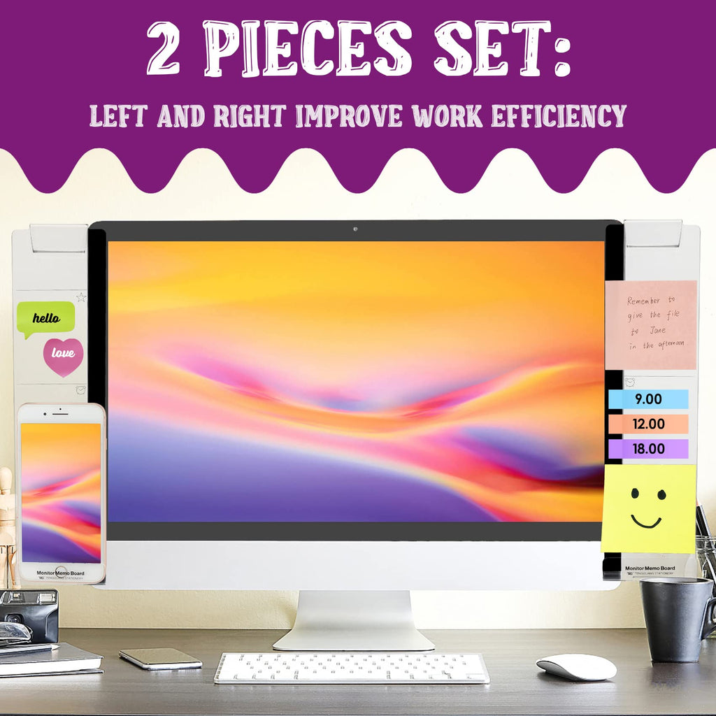 Office Desk Accessories 2pcs Computer Monitor Memo Board Office Supplies | Computer Monitor Memo Board Computer Sticky Note Holder