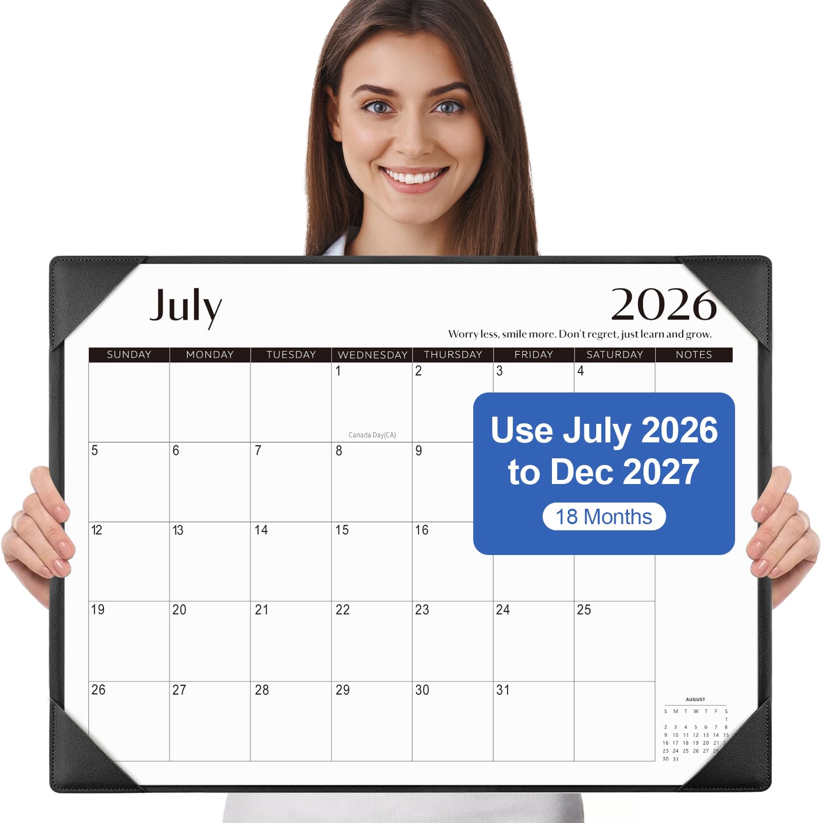 Desk Calendar 2026-2027 with Desktop Mat,22x17'' Large Desktop Pad Calendar | 18 Month Desk Calendar 2027, Use from July 2026 to Dec 2027, Simplified Monthly Calendar Perfect for Home School and Office