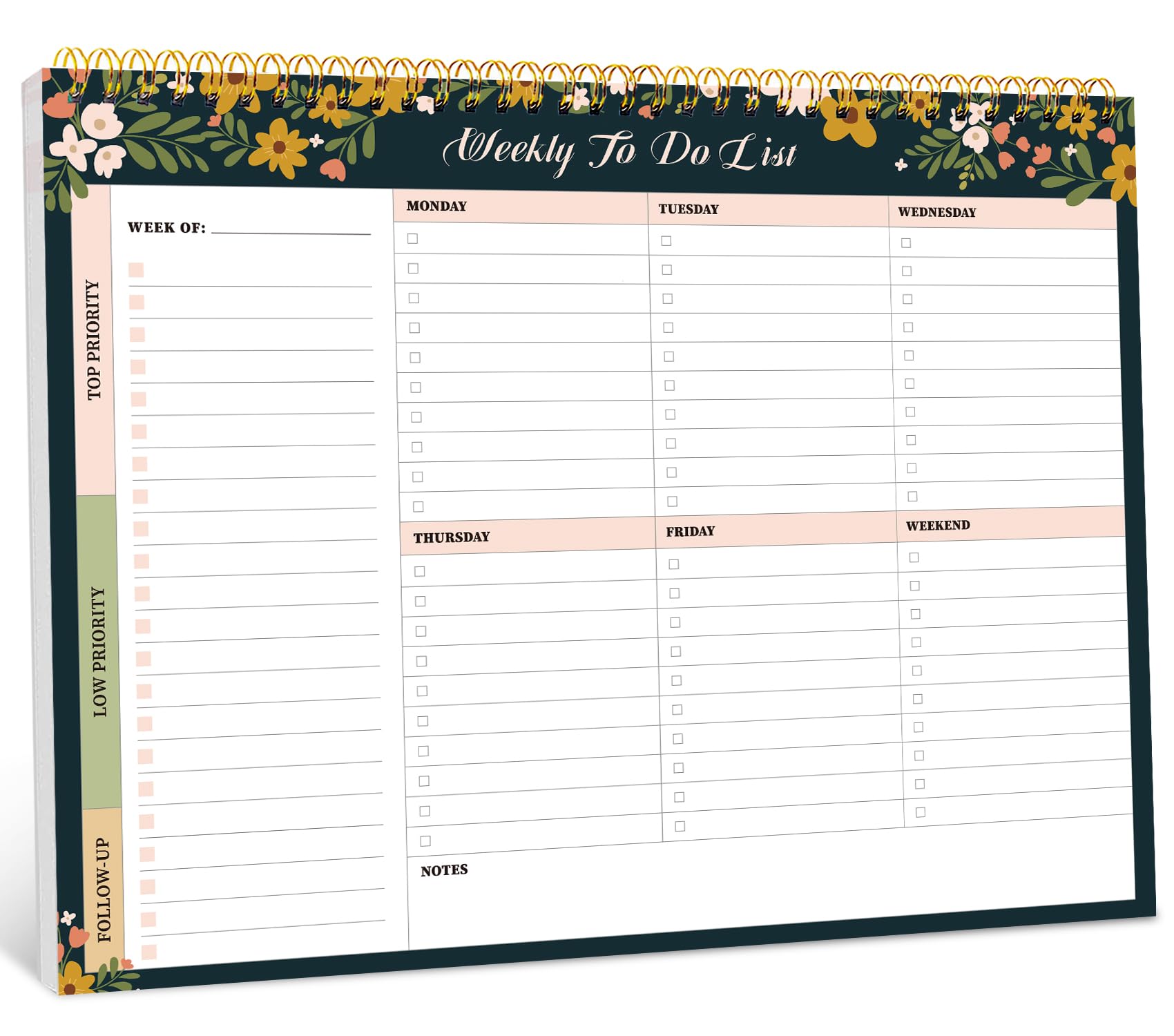 Taja Weekly To Do List Notepad, Undated Weekly Planner Pad, 8.5" x 11" | Large Desk Planner, Weekly Task Planning, College School Supplies, for Home and Office, 52 Sheets, Violet Dream