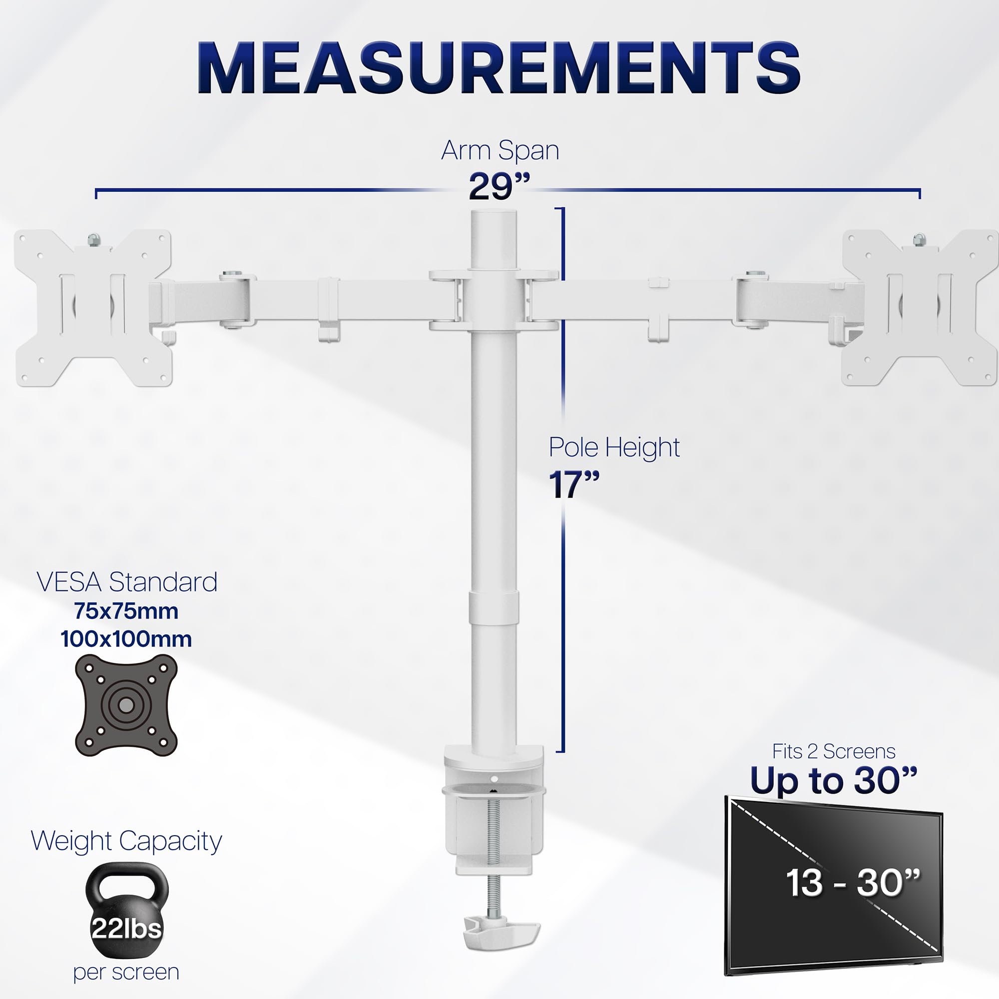 VIVO Dual Monitor Desk Mount, Holds 2 Computer Screens up to 30 inches and 22lbs Each, Heavy Duty Fully Adjustable Steel Stand with C-Clamp and Grommet, Black, STAND-V002 | Black, Articulating, Adjustable Monitor Arm, Grommet or C-Clamp Mounting, Computer