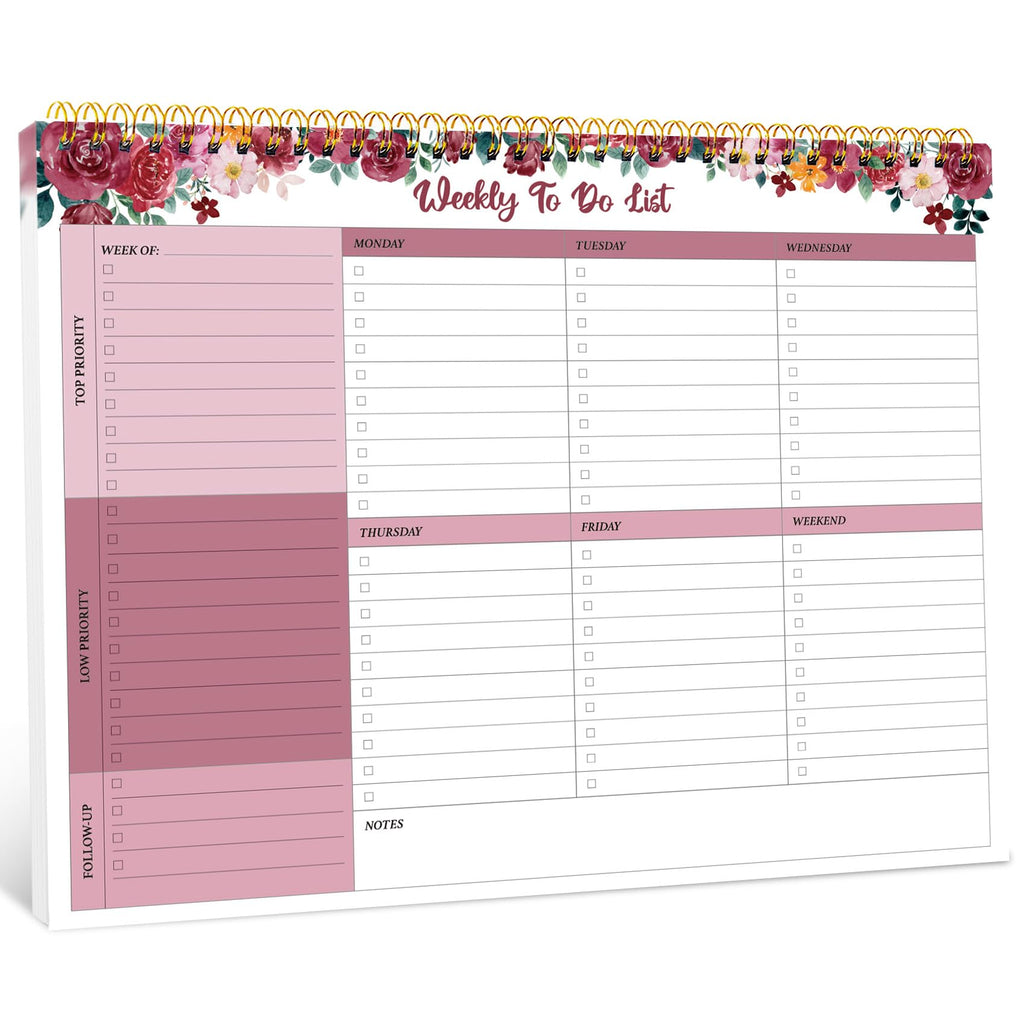 Taja Weekly To Do List Notepad, Undated Weekly Planner Pad, 8.5" x 11" | Large Desk Planner, Weekly Task Planning, College School Supplies, for Home and Office, 52 Sheets, Violet Dream