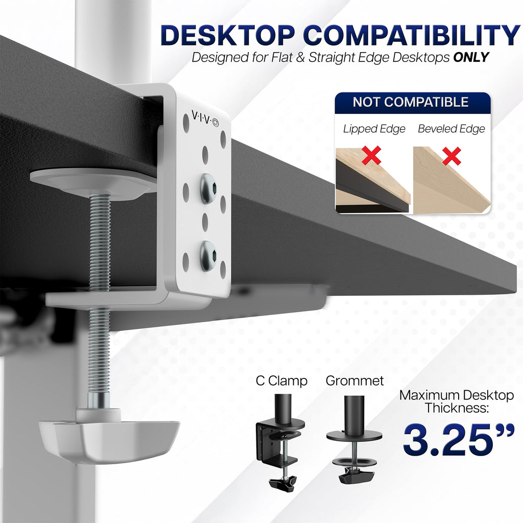 VIVO Dual Monitor Desk Mount, Holds 2 Computer Screens up to 30 inches and 22lbs Each, Heavy Duty Fully Adjustable Steel Stand with C-Clamp and Grommet, Black, STAND-V002 | Black, Articulating, Adjustable Monitor Arm, Grommet or C-Clamp Mounting, Computer