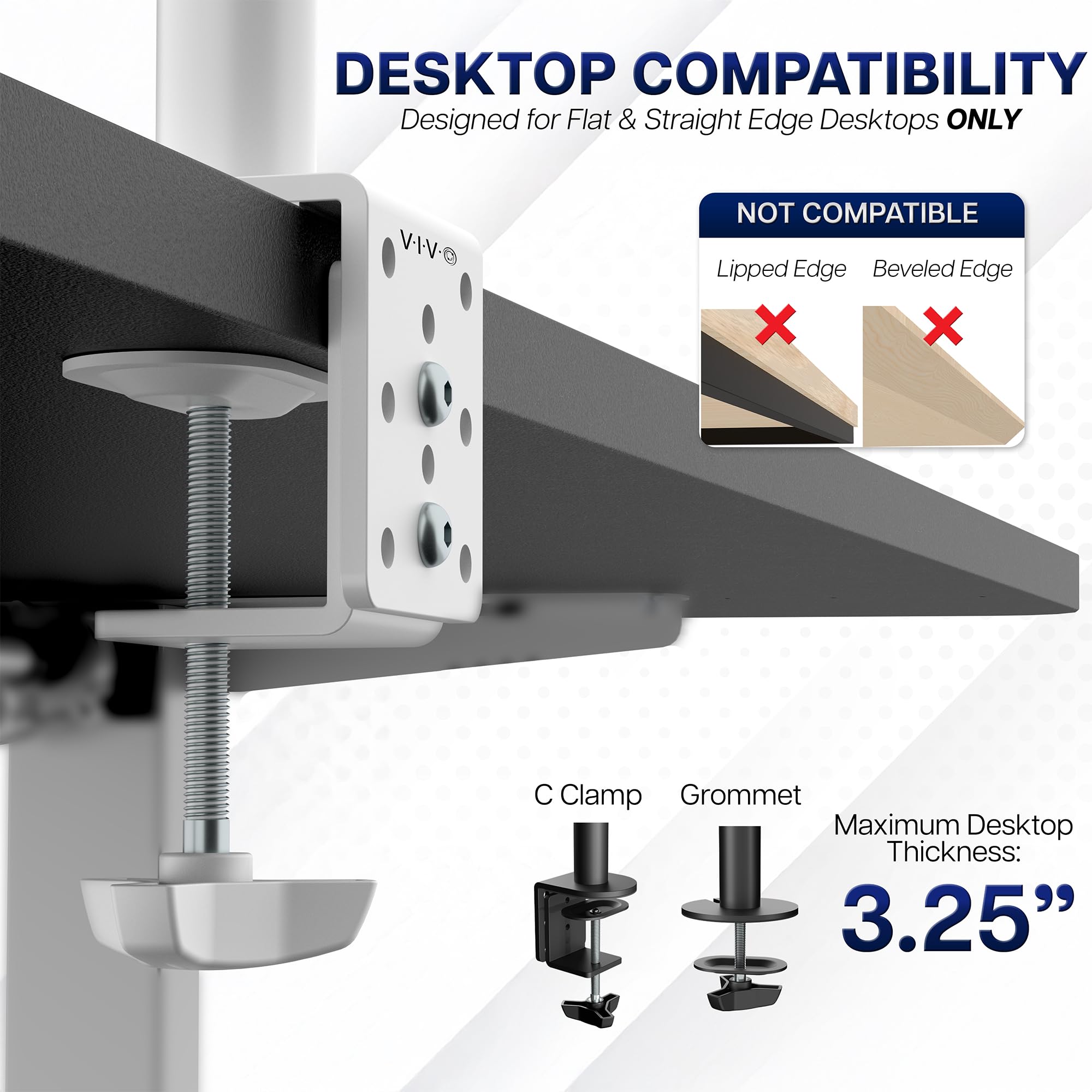VIVO Dual Monitor Desk Mount, Holds 2 Computer Screens up to 30 inches and 22lbs Each, Heavy Duty Fully Adjustable Steel Stand with C-Clamp and Grommet, Black, STAND-V002 | Black, Articulating, Adjustable Monitor Arm, Grommet or C-Clamp Mounting, Computer