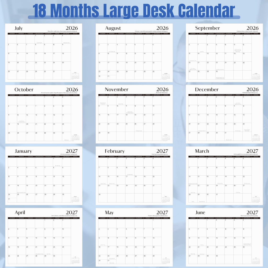 Desk Calendar 2026-2027 with Desktop Mat,22x17'' Large Desktop Pad Calendar | 18 Month Desk Calendar 2027, Use from July 2026 to Dec 2027, Simplified Monthly Calendar Perfect for Home School and Office