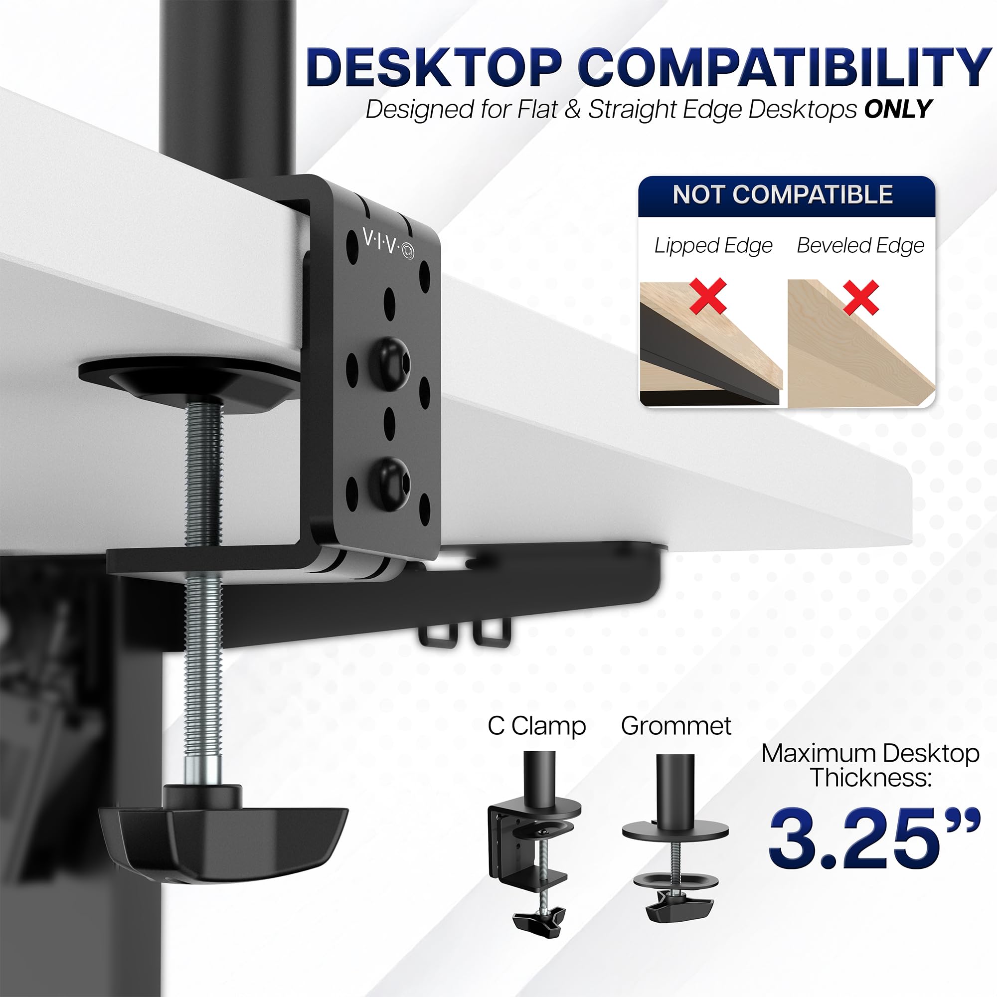 VIVO Dual Monitor Desk Mount, Holds 2 Computer Screens up to 30 inches and 22lbs Each, Heavy Duty Fully Adjustable Steel Stand with C-Clamp and Grommet, Black, STAND-V002 | Black, Articulating, Adjustable Monitor Arm, Grommet or C-Clamp Mounting, Computer