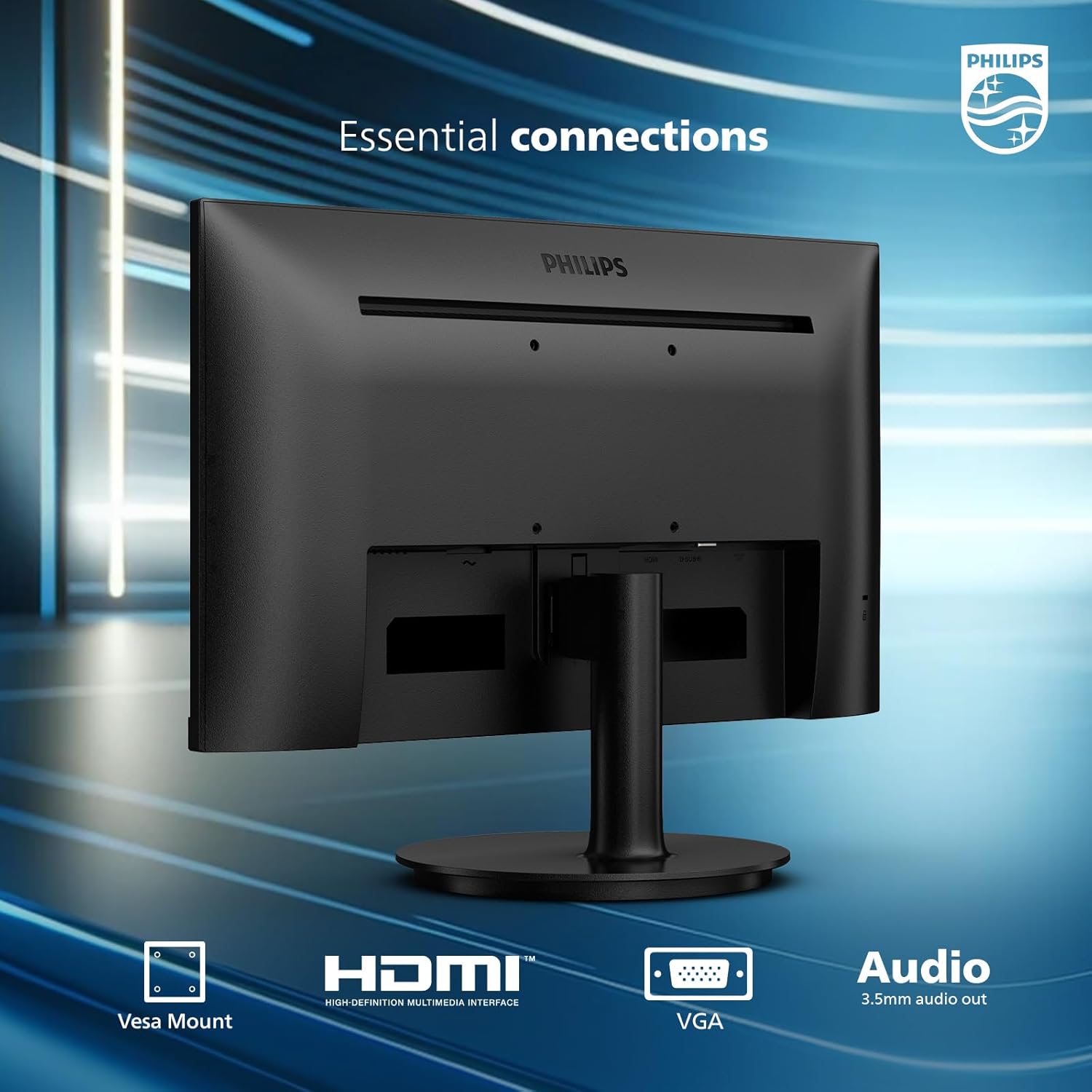 Philips 22 Inch Computer Monitor FHD 100Hz VA VESA Flicker-Free, 221V8LB | 1920×1080 LED Monitor, 4ms GtG, Adaptive Sync, HDMI 1.4, Tilt Adjust, Low Blue Light, 4yr Advance Replacement Warranty