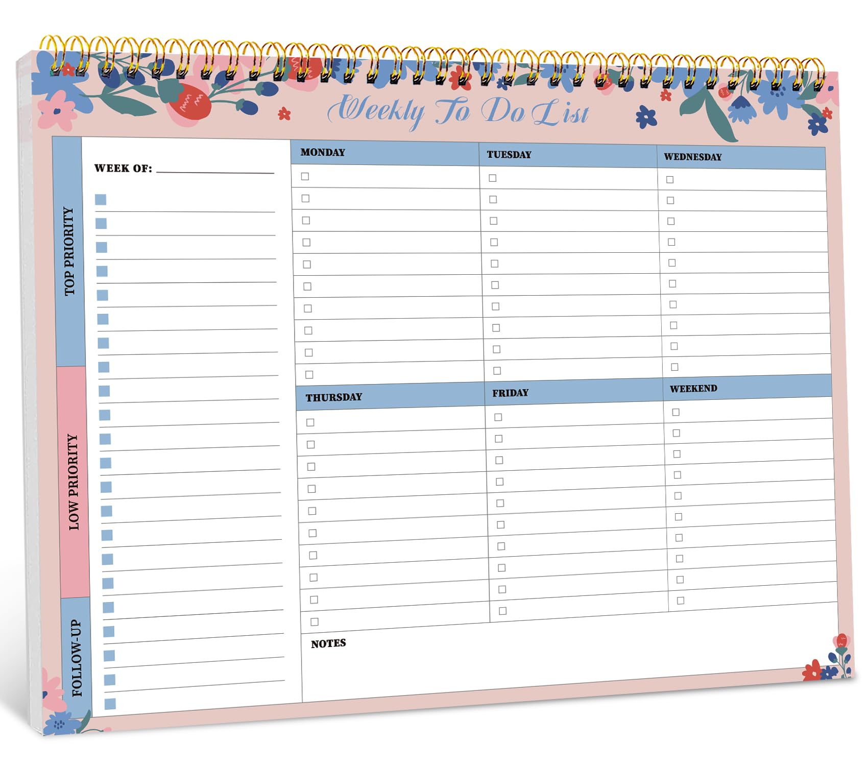 Taja Weekly To Do List Notepad, Undated Weekly Planner Pad, 8.5" x 11" | Large Desk Planner, Weekly Task Planning, College School Supplies, for Home and Office, 52 Sheets, Violet Dream