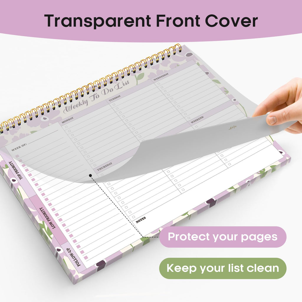 Taja Weekly To Do List Notepad, Undated Weekly Planner Pad, 8.5" x 11" | Large Desk Planner, Weekly Task Planning, College School Supplies, for Home and Office, 52 Sheets, Violet Dream