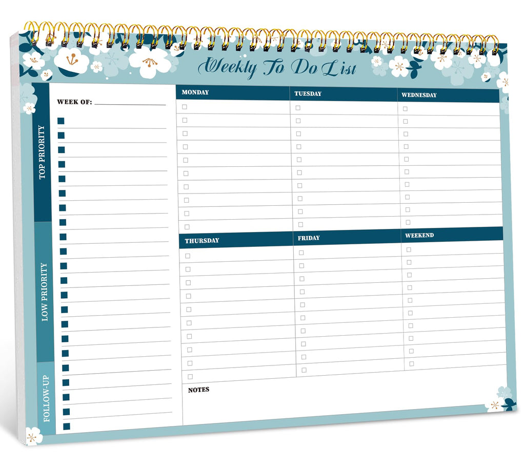 Taja Weekly To Do List Notepad, Undated Weekly Planner Pad, 8.5" x 11" | Large Desk Planner, Weekly Task Planning, College School Supplies, for Home and Office, 52 Sheets, Violet Dream