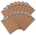 PANDRI 6 Pack Hardboard Clipboards, Low Profile Clip, A4 Letter Size | Wood Clipboards, 12.5 x 9 Inch Clip Boards, Fit 8.5x11 Letter Size Paper, Office, Classroom Supplies, Brown, ECO Friendly