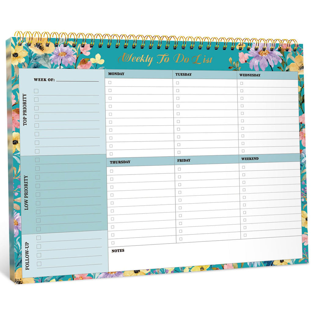 Taja Weekly To Do List Notepad, Undated Weekly Planner Pad, 8.5" x 11" | Large Desk Planner, Weekly Task Planning, College School Supplies, for Home and Office, 52 Sheets, Violet Dream