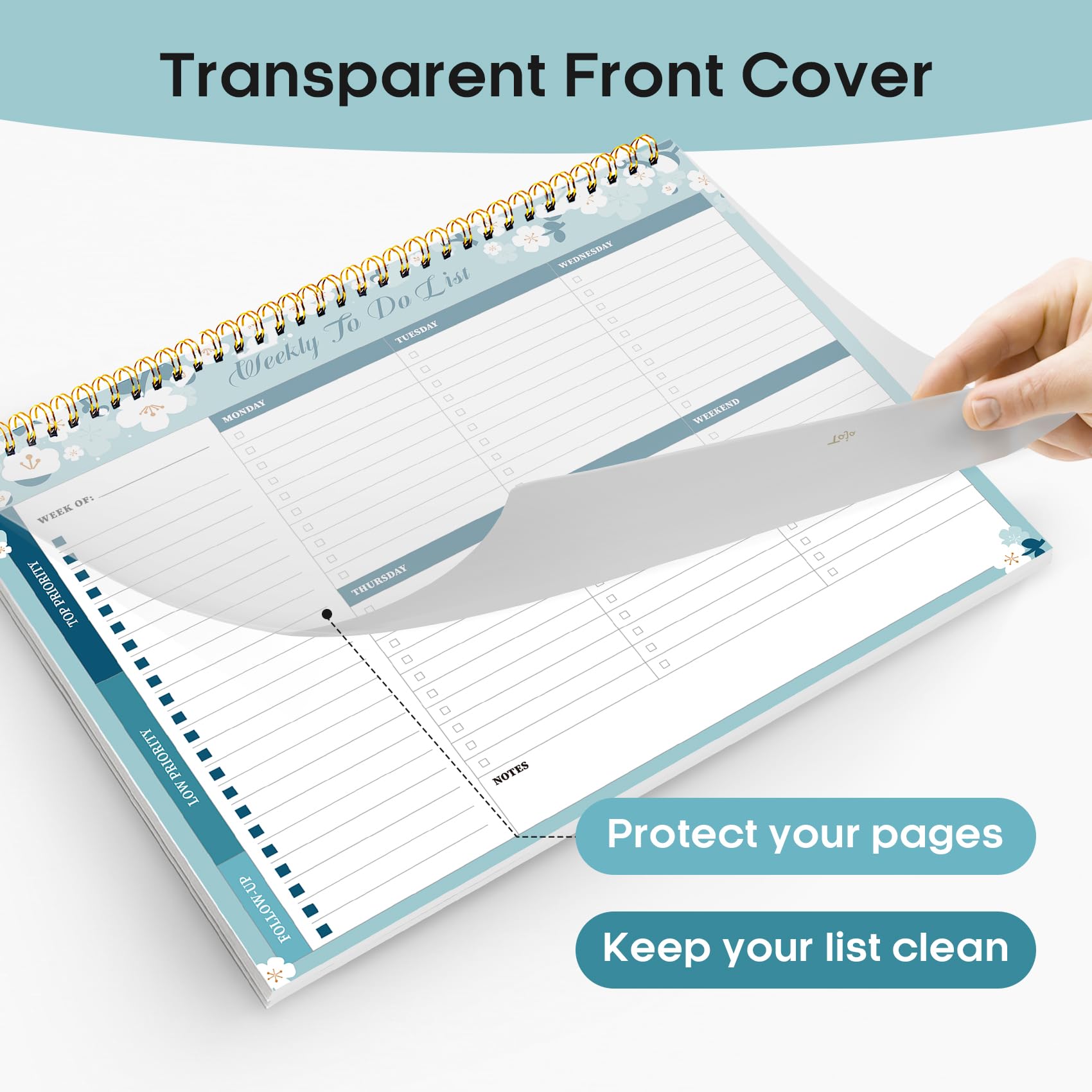 Taja Weekly To Do List Notepad, Undated Weekly Planner Pad, 8.5" x 11" | Large Desk Planner, Weekly Task Planning, College School Supplies, for Home and Office, 52 Sheets, Violet Dream