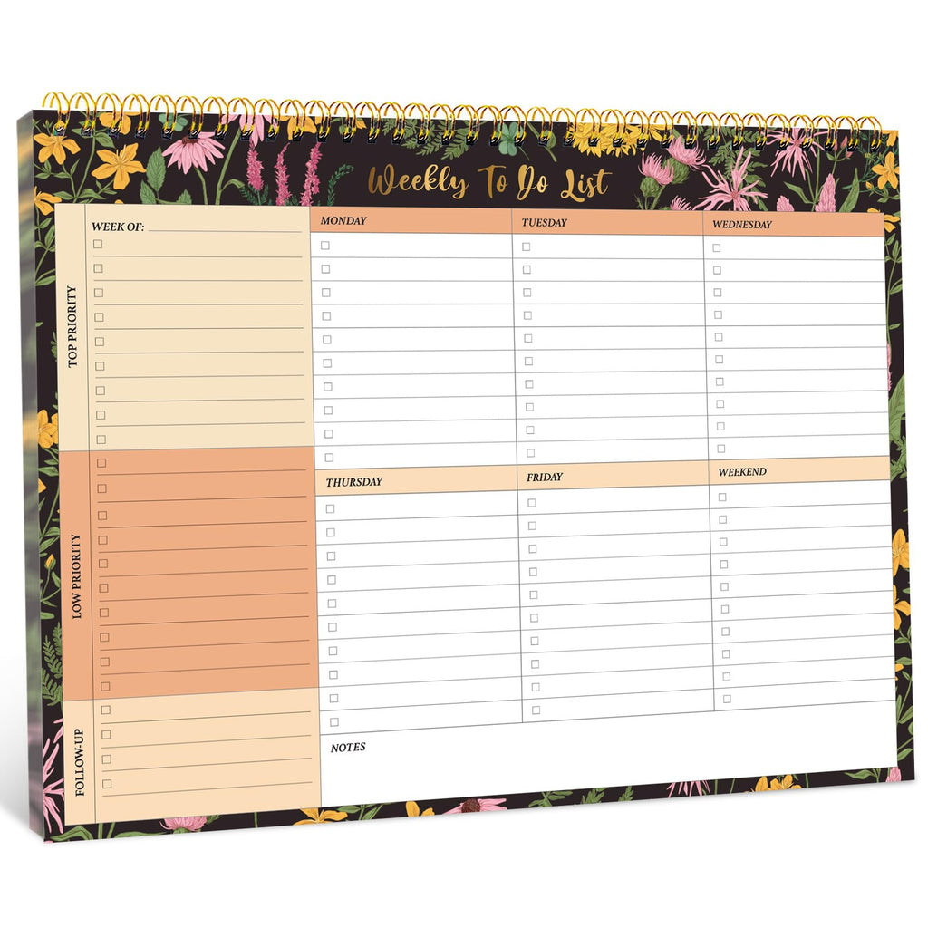 Taja Weekly To Do List Notepad, Undated Weekly Planner Pad, 8.5" x 11" | Large Desk Planner, Weekly Task Planning, College School Supplies, for Home and Office, 52 Sheets, Violet Dream