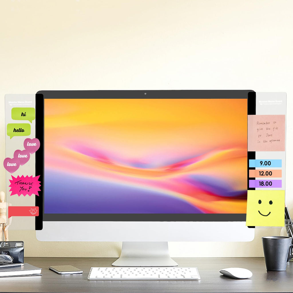 Office Desk Accessories 2pcs Computer Monitor Memo Board Office Supplies | Computer Monitor Memo Board Computer Sticky Note Holder