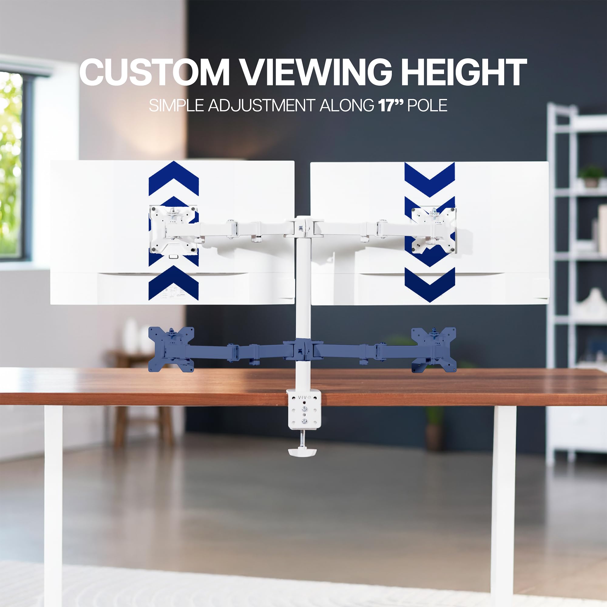 VIVO Dual Monitor Desk Mount, Holds 2 Computer Screens up to 30 inches and 22lbs Each, Heavy Duty Fully Adjustable Steel Stand with C-Clamp and Grommet, Black, STAND-V002 | Black, Articulating, Adjustable Monitor Arm, Grommet or C-Clamp Mounting, Computer