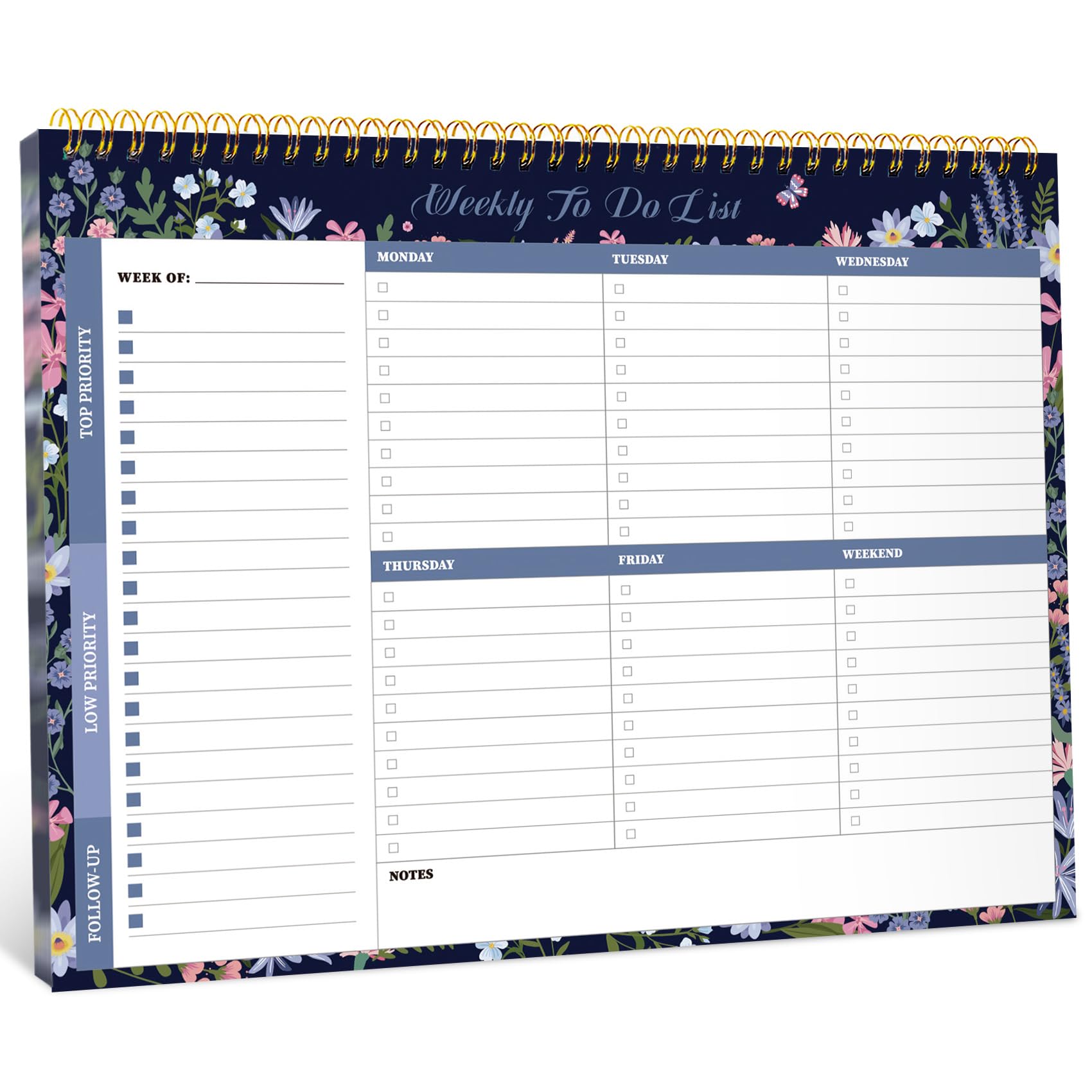 Taja Weekly To Do List Notepad, Undated Weekly Planner Pad, 8.5" x 11" | Large Desk Planner, Weekly Task Planning, College School Supplies, for Home and Office, 52 Sheets, Violet Dream