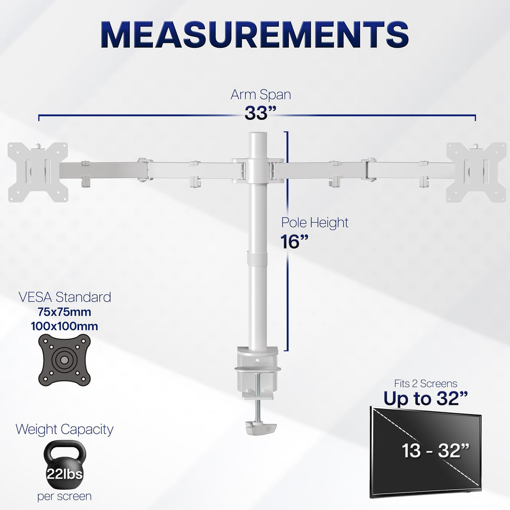VIVO Dual Monitor Desk Mount, Holds 2 Computer Screens up to 30 inches and 22lbs Each, Heavy Duty Fully Adjustable Steel Stand with C-Clamp and Grommet, Black, STAND-V002 | Black, Articulating, Adjustable Monitor Arm, Grommet or C-Clamp Mounting, Computer