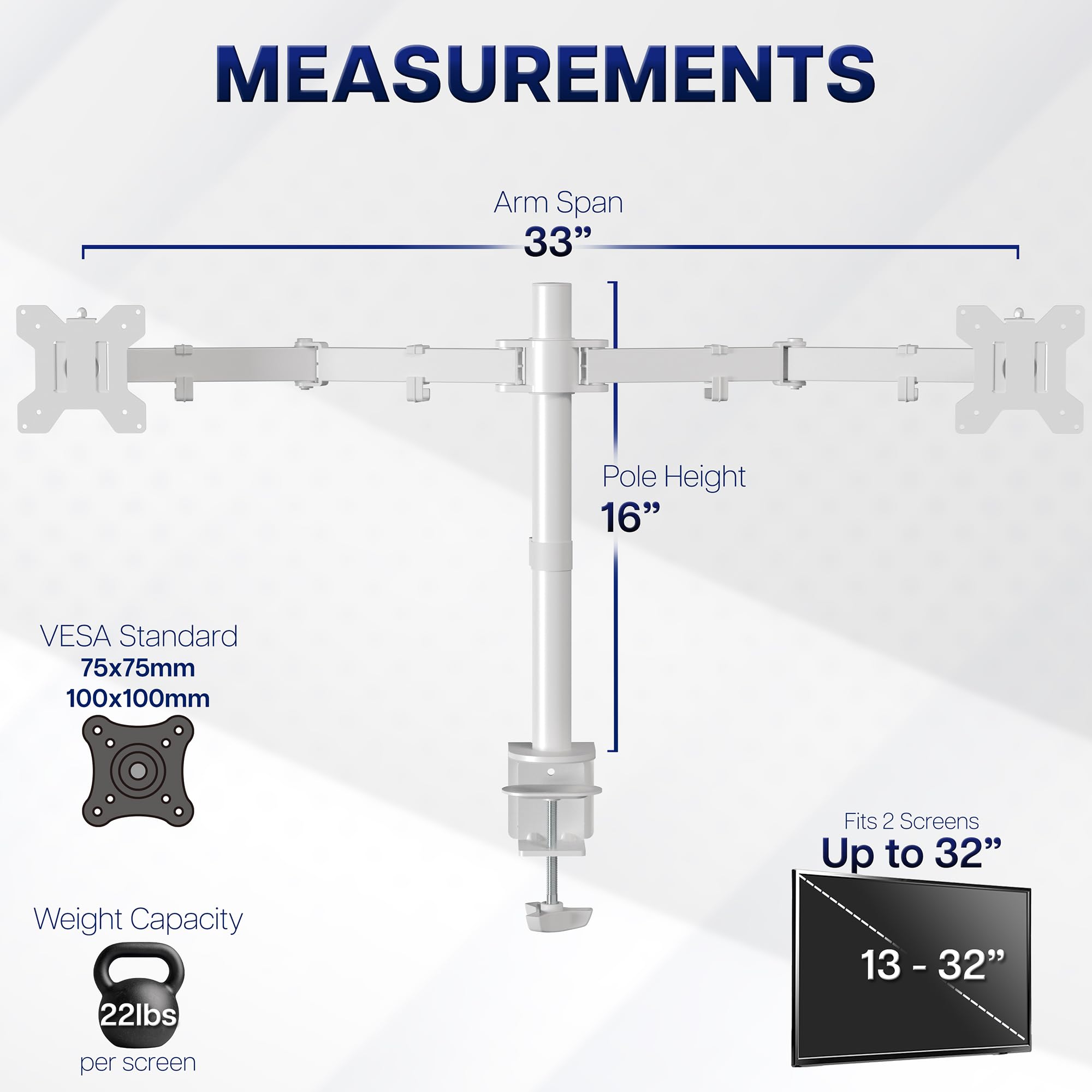 VIVO Dual Monitor Desk Mount, Holds 2 Computer Screens up to 30 inches and 22lbs Each, Heavy Duty Fully Adjustable Steel Stand with C-Clamp and Grommet, Black, STAND-V002 | Black, Articulating, Adjustable Monitor Arm, Grommet or C-Clamp Mounting, Computer