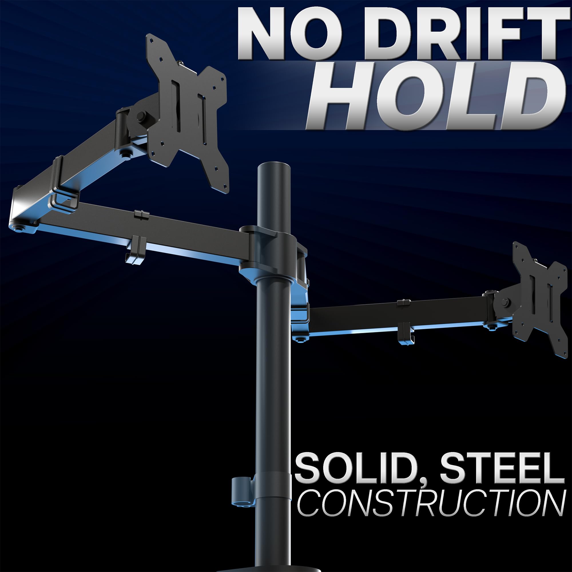VIVO Dual Monitor Desk Mount, Holds 2 Computer Screens up to 30 inches and 22lbs Each, Heavy Duty Fully Adjustable Steel Stand with C-Clamp and Grommet, Black, STAND-V002 | Black, Articulating, Adjustable Monitor Arm, Grommet or C-Clamp Mounting, Computer