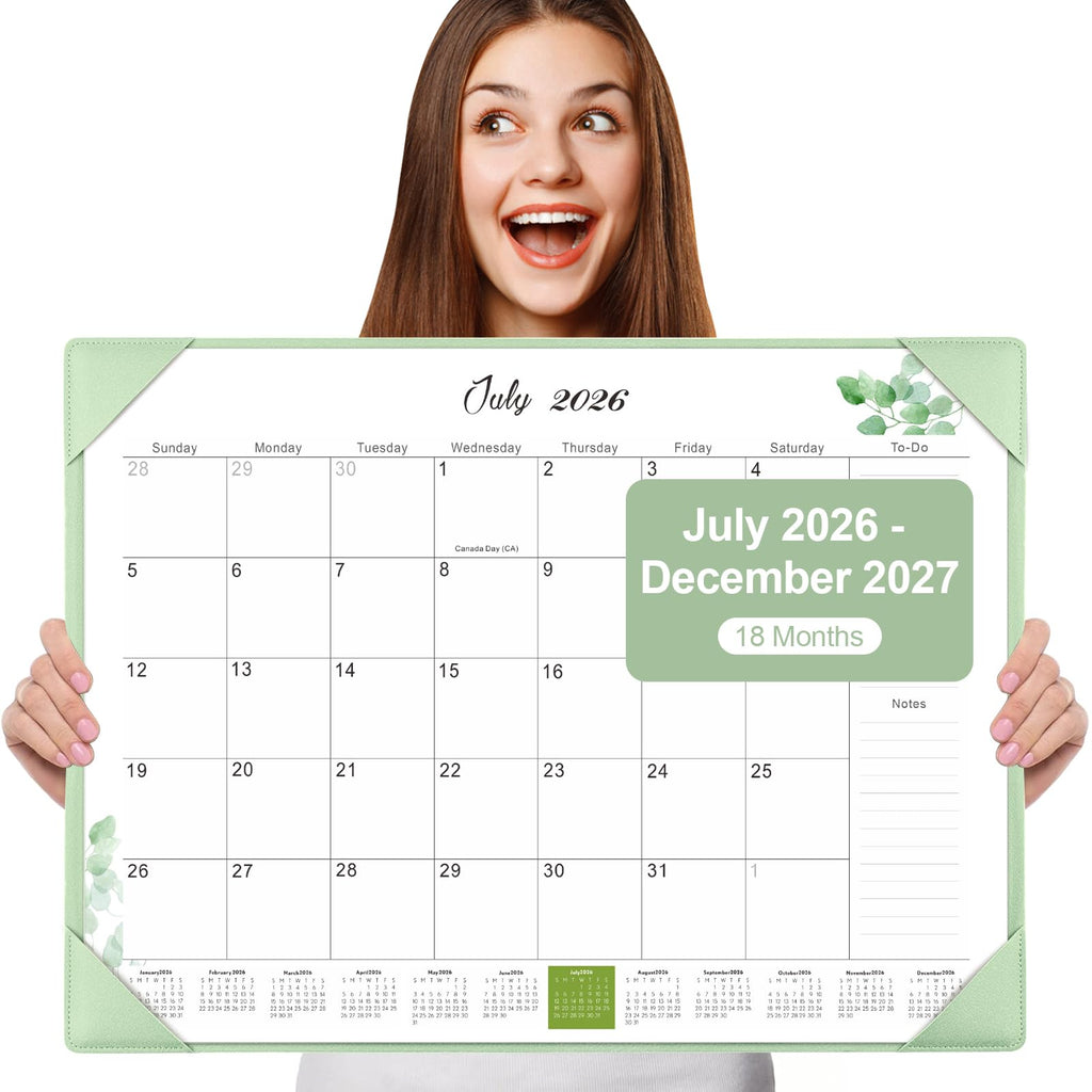 Desk Calendar 2026-2027 with Desktop Mat,22x17'' Large Desktop Pad Calendar | 18 Month Desk Calendar 2027, Use from July 2026 to Dec 2027, Simplified Monthly Calendar Perfect for Home School and Office