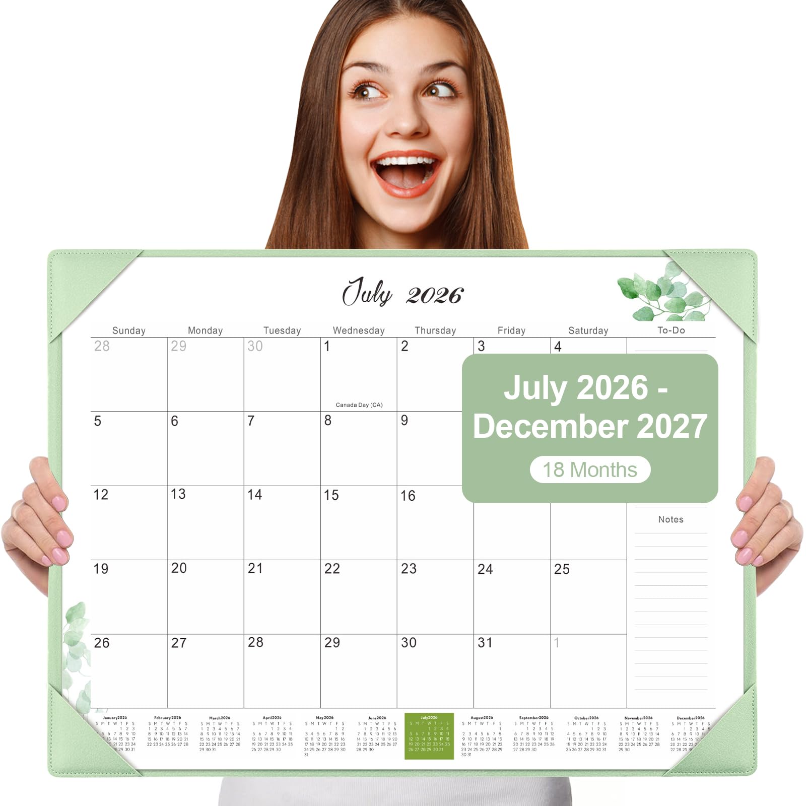 Desk Calendar 2026-2027 with Desktop Mat,22x17'' Large Desktop Pad Calendar | 18 Month Desk Calendar 2027, Use from July 2026 to Dec 2027, Simplified Monthly Calendar Perfect for Home School and Office