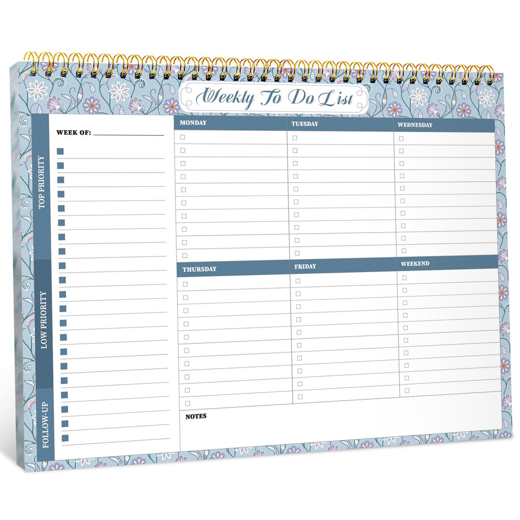 Taja Weekly To Do List Notepad, Undated Weekly Planner Pad, 8.5" x 11" | Large Desk Planner, Weekly Task Planning, College School Supplies, for Home and Office, 52 Sheets, Violet Dream