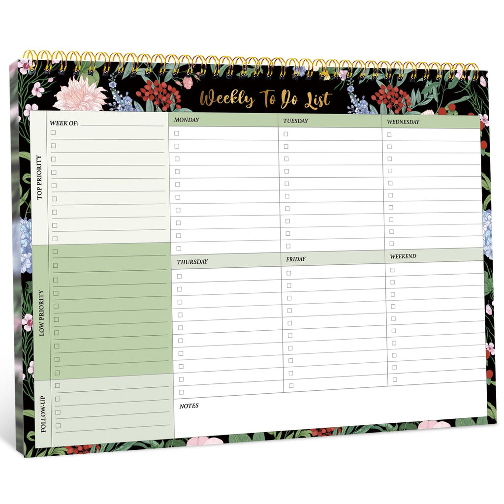 Taja Weekly To Do List Notepad, Undated Weekly Planner Pad, 8.5" x 11" | Large Desk Planner, Weekly Task Planning, College School Supplies, for Home and Office, 52 Sheets, Violet Dream